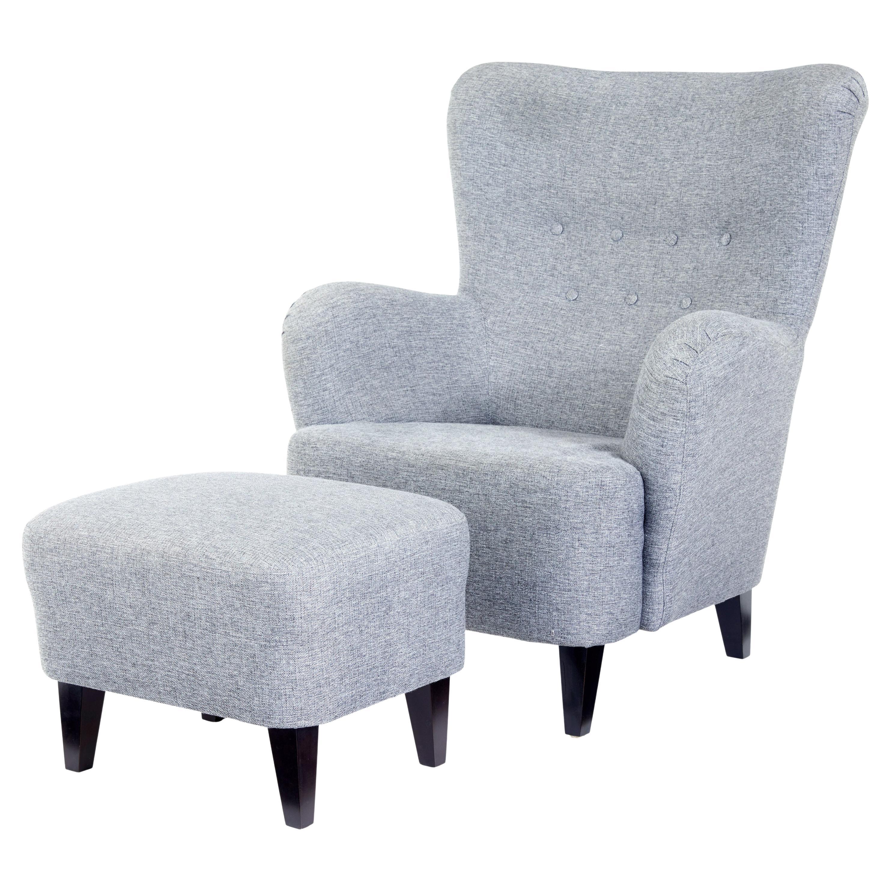 Contemporary Scandinavian grace armchair with stool