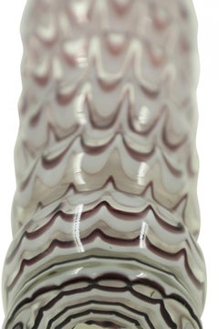 Contemporary Scandinavian Purple and White Wiggle Design Tiered Art Glass Vase