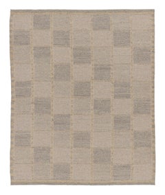 Contemporary Scandinavian Style Checkered Grid Wool Rug by Rug & Kilim, India