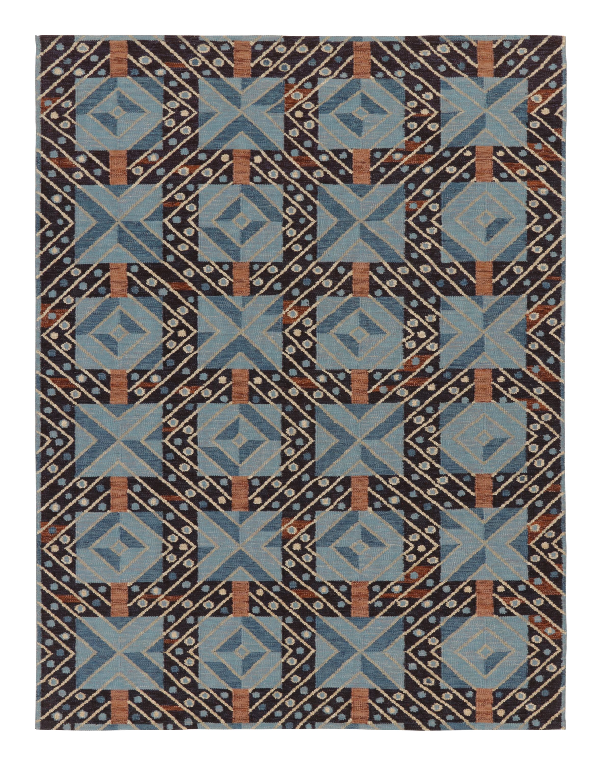 Contemporary Scandinavian Style Nordic Grid Wool Rug by Rug & Kilim, India