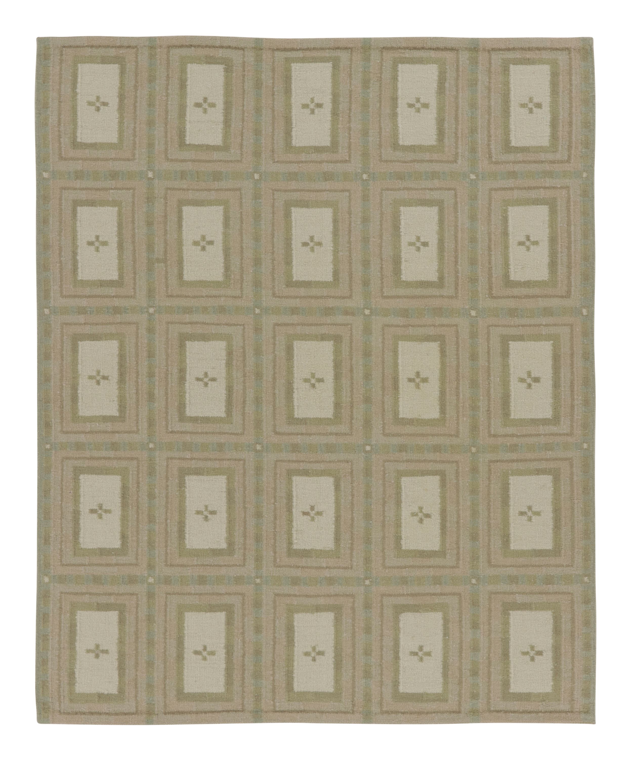 Contemporary Scandinavian Style Panel Geometric Rug by Rug & Kilim, India