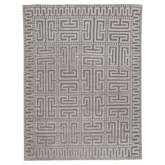 Contemporary Scandinavian Style Silk and Wool Textural Rug