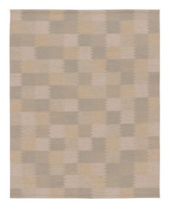 Contemporary Scandinavian Style Tonal Blocks Flatweave Wool by Rug&Kilim, India