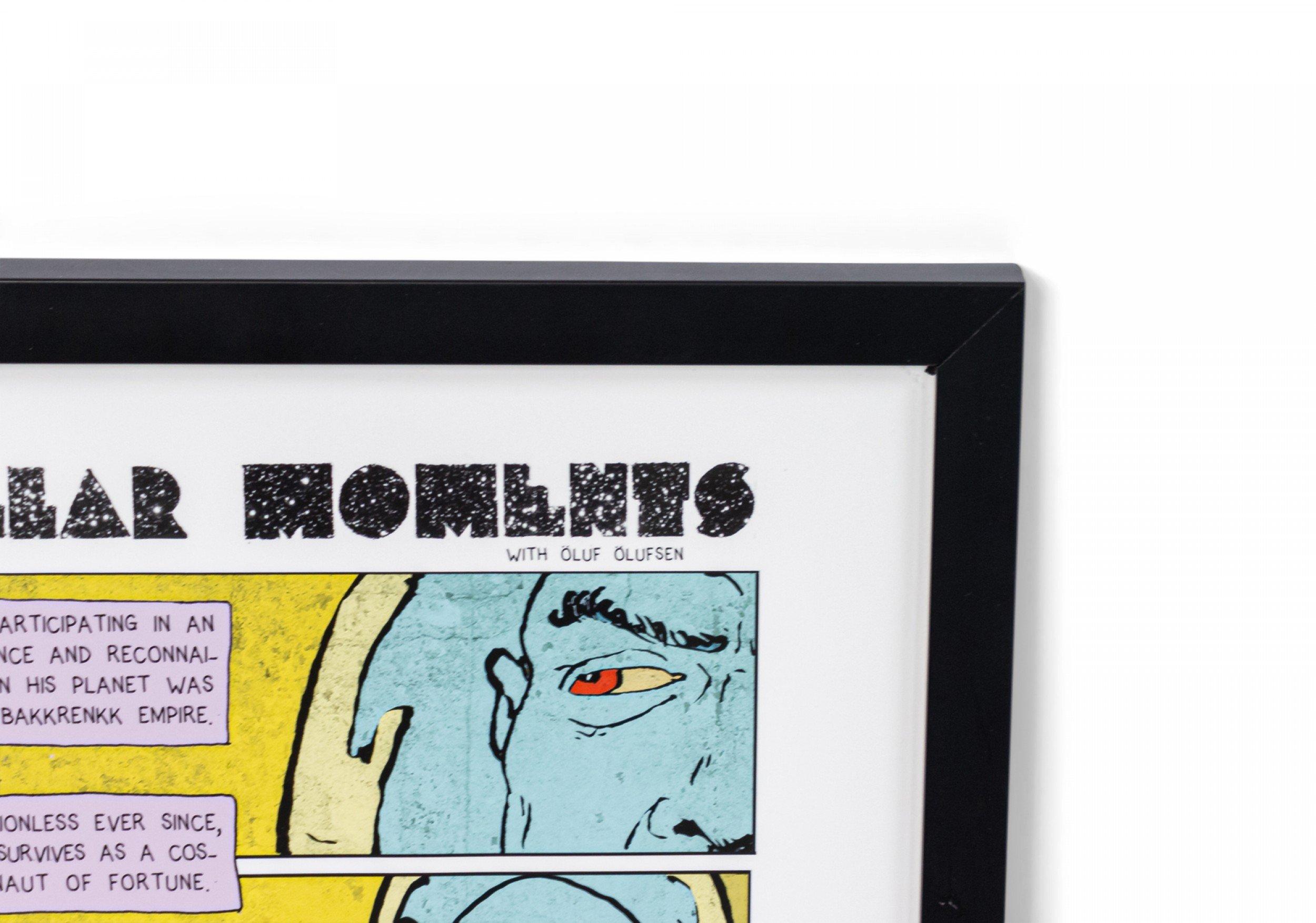Vignetta contemporanea in giallo e blu di un astronauta che urina, intitolata 