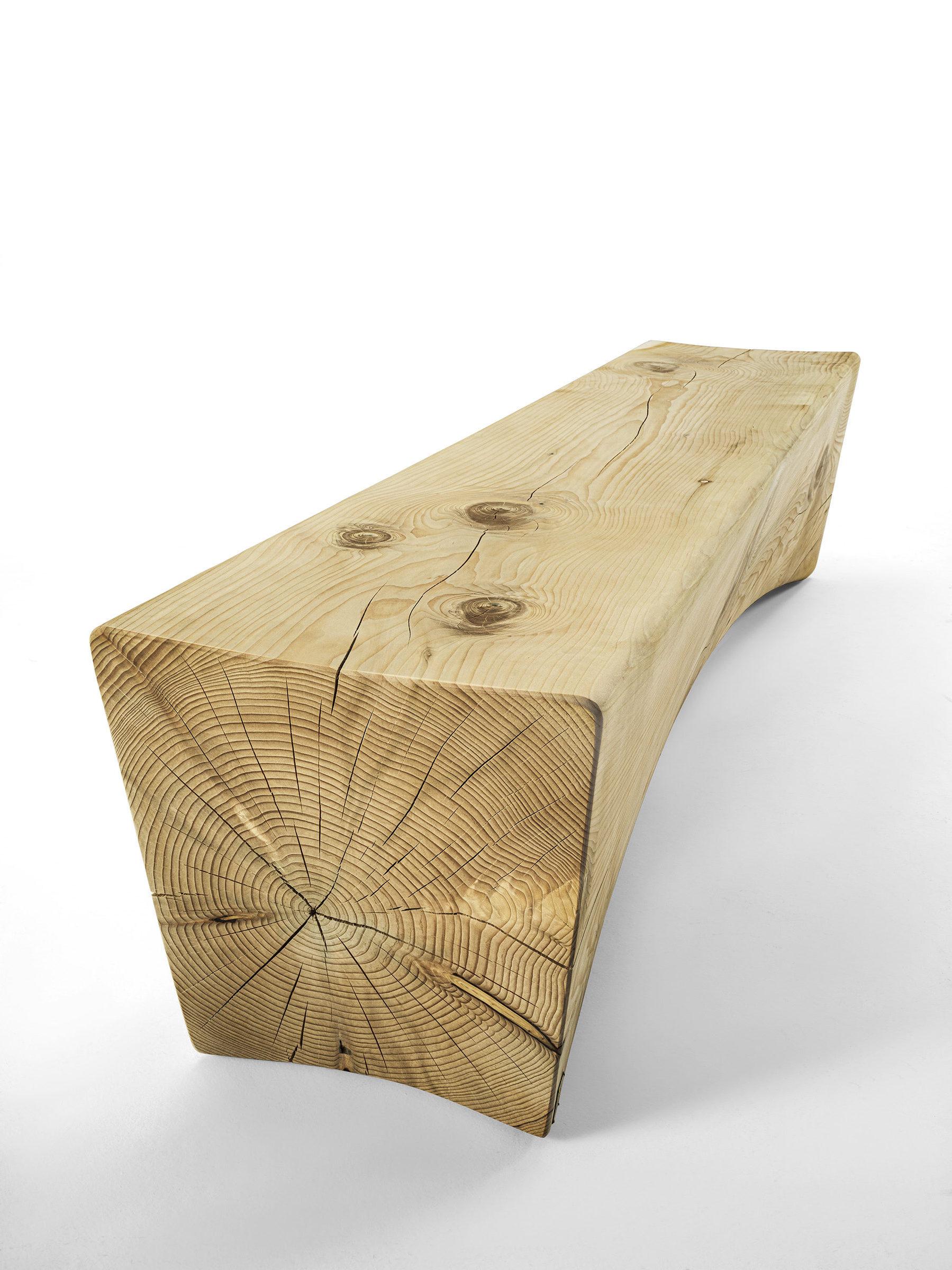 Modern Contemporary Scented Cedar Wood Single-Block Bench For Sale