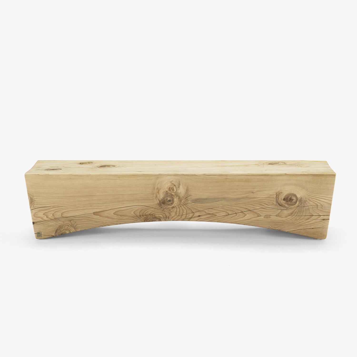 Italian Contemporary Scented Cedar Wood Single-Block Bench For Sale