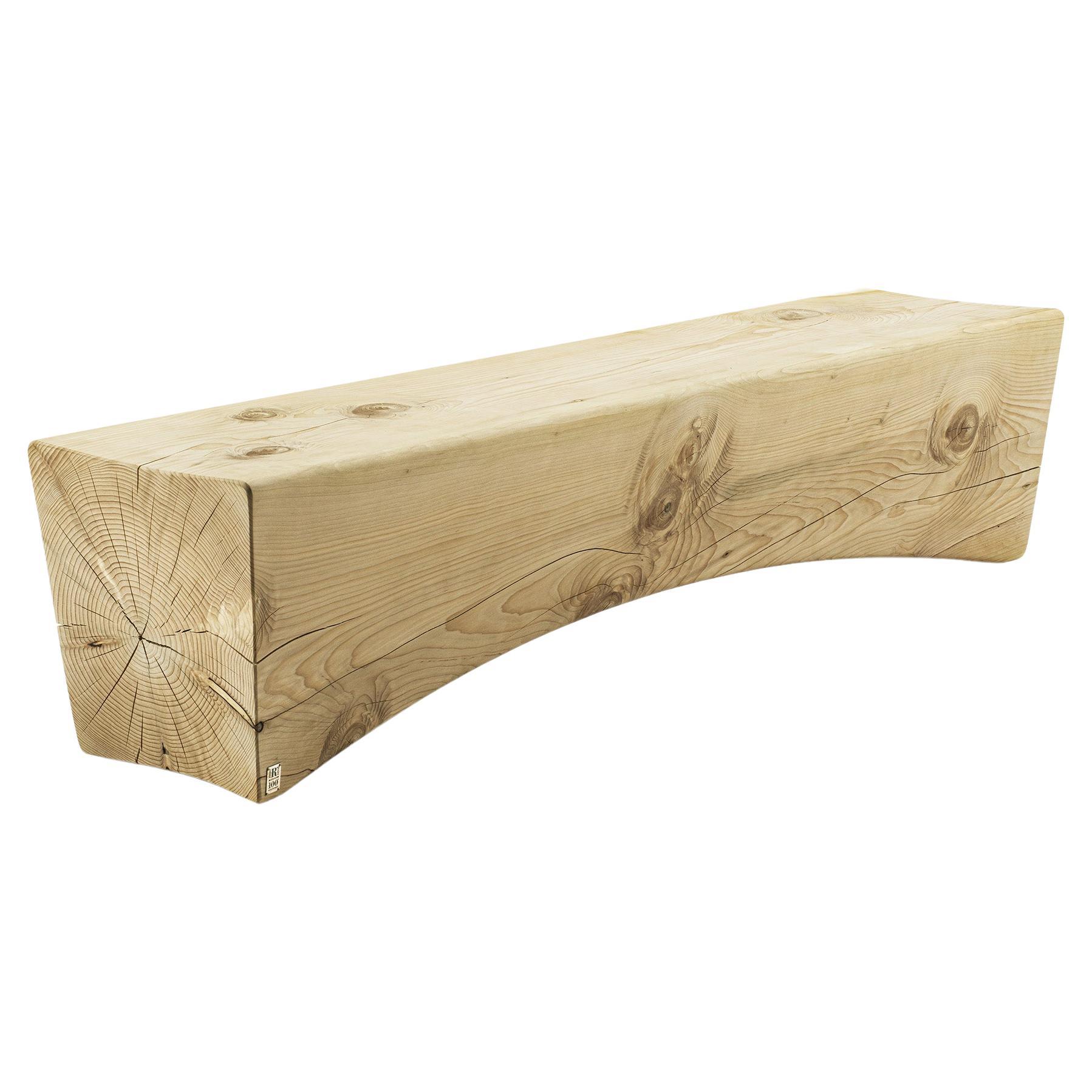 Contemporary Scented Cedar Wood Single-Block Bench For Sale