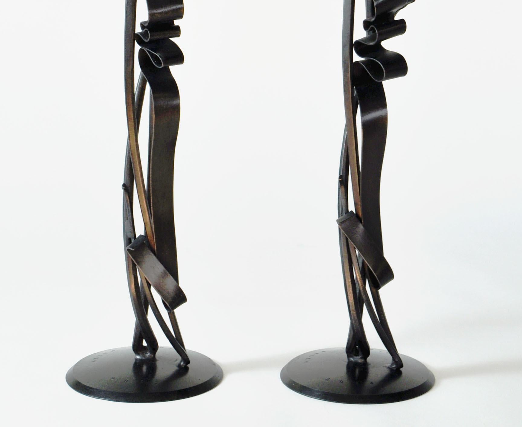 Forged Contemporary Scepter Candleholder (pair) in Blackened Steel   