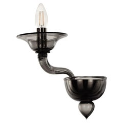 Contemporary Sconce 1 Arm Smooth Dark Grey Murano Glass by Multiforme