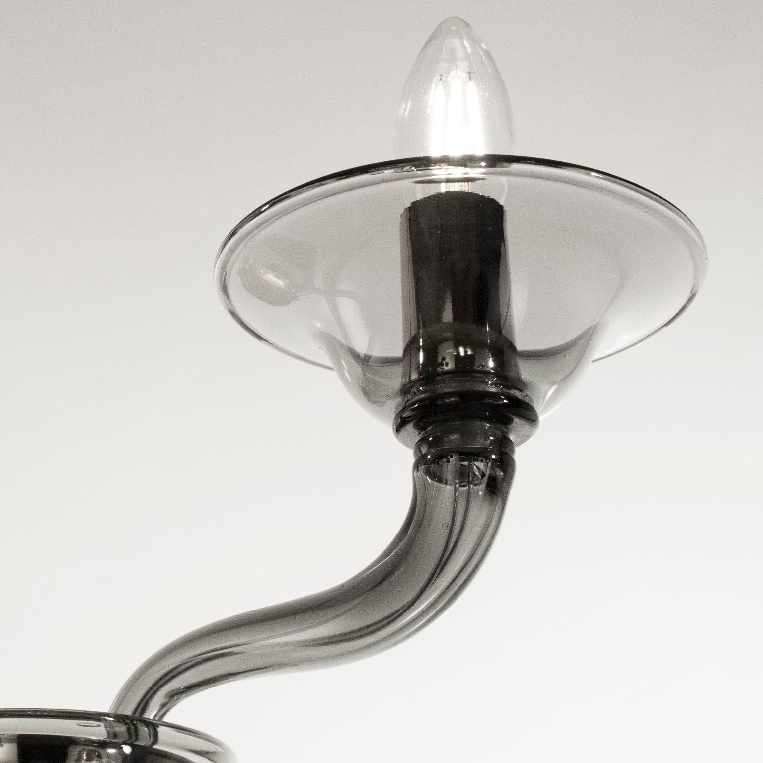 Italian Contemporary Sconce 2 Arms Smooth Dark Grey Murano Glass by Multiforme in stock For Sale