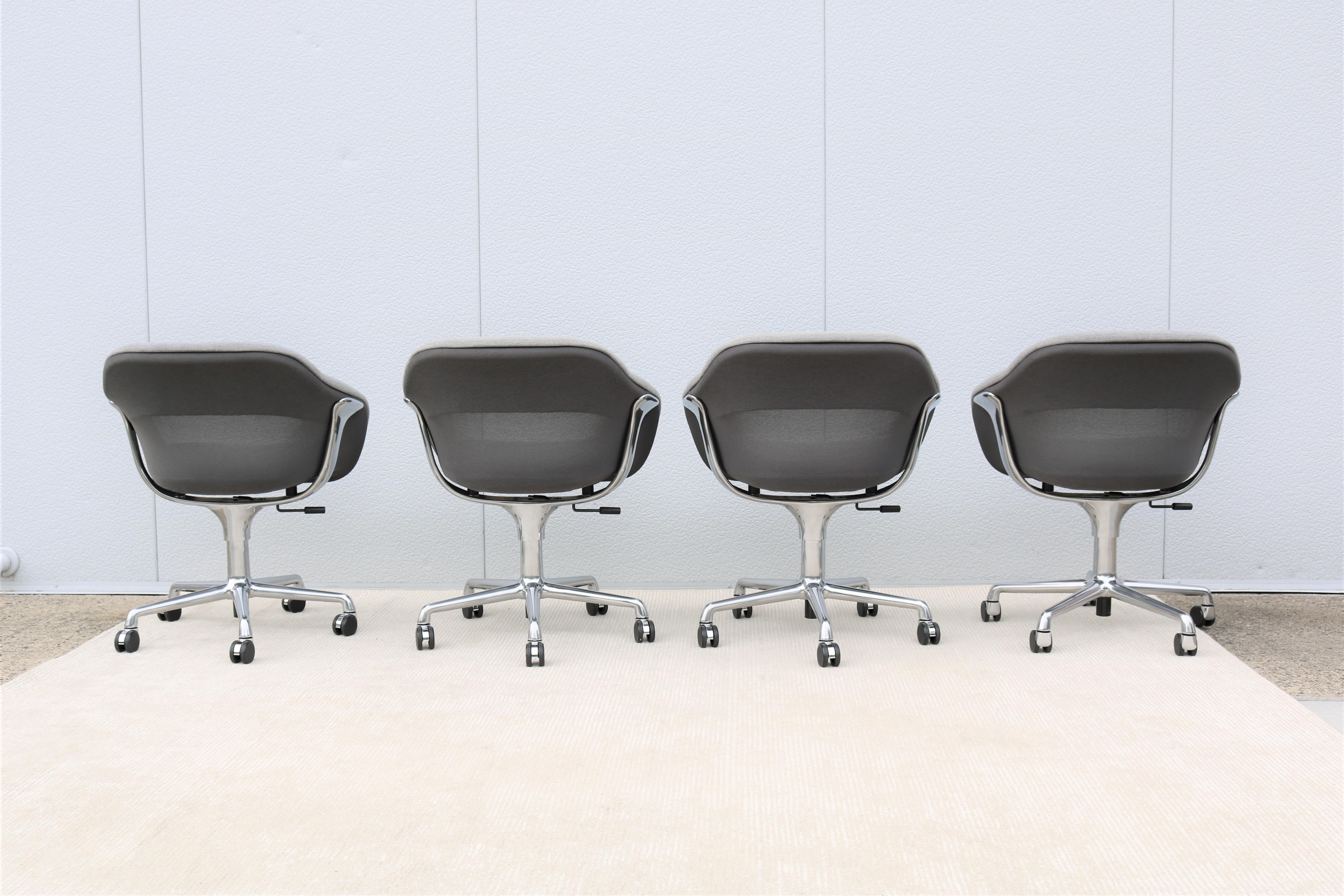 Aluminum Contemporary Scott Wilson for Coalesse SW_1 Swivel Conference Chairs, Set of 4 For Sale