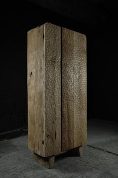 Contemporary Sculpted and Hammered Wardrobe in Solid Light Oak
