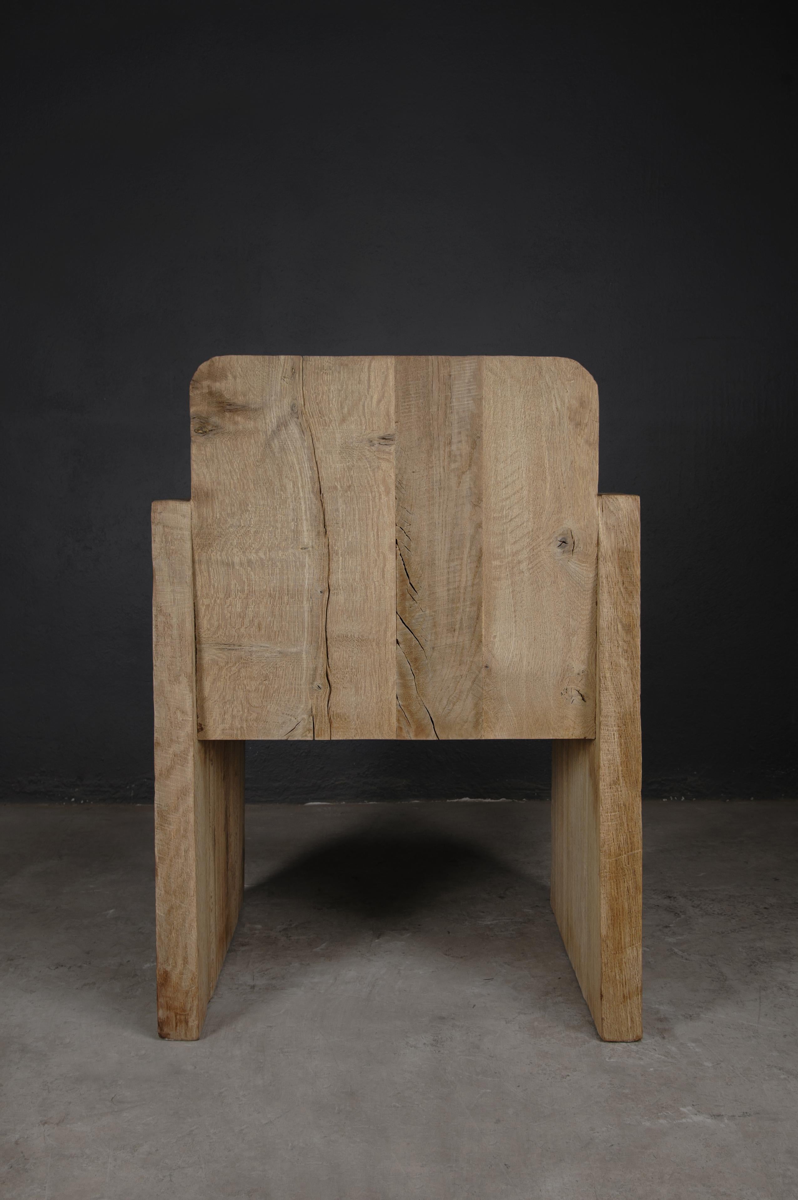 Sillón Esculpido Contemporáneo, Patrón de Flores, Madera Maciza de Roble, Claro en venta 9