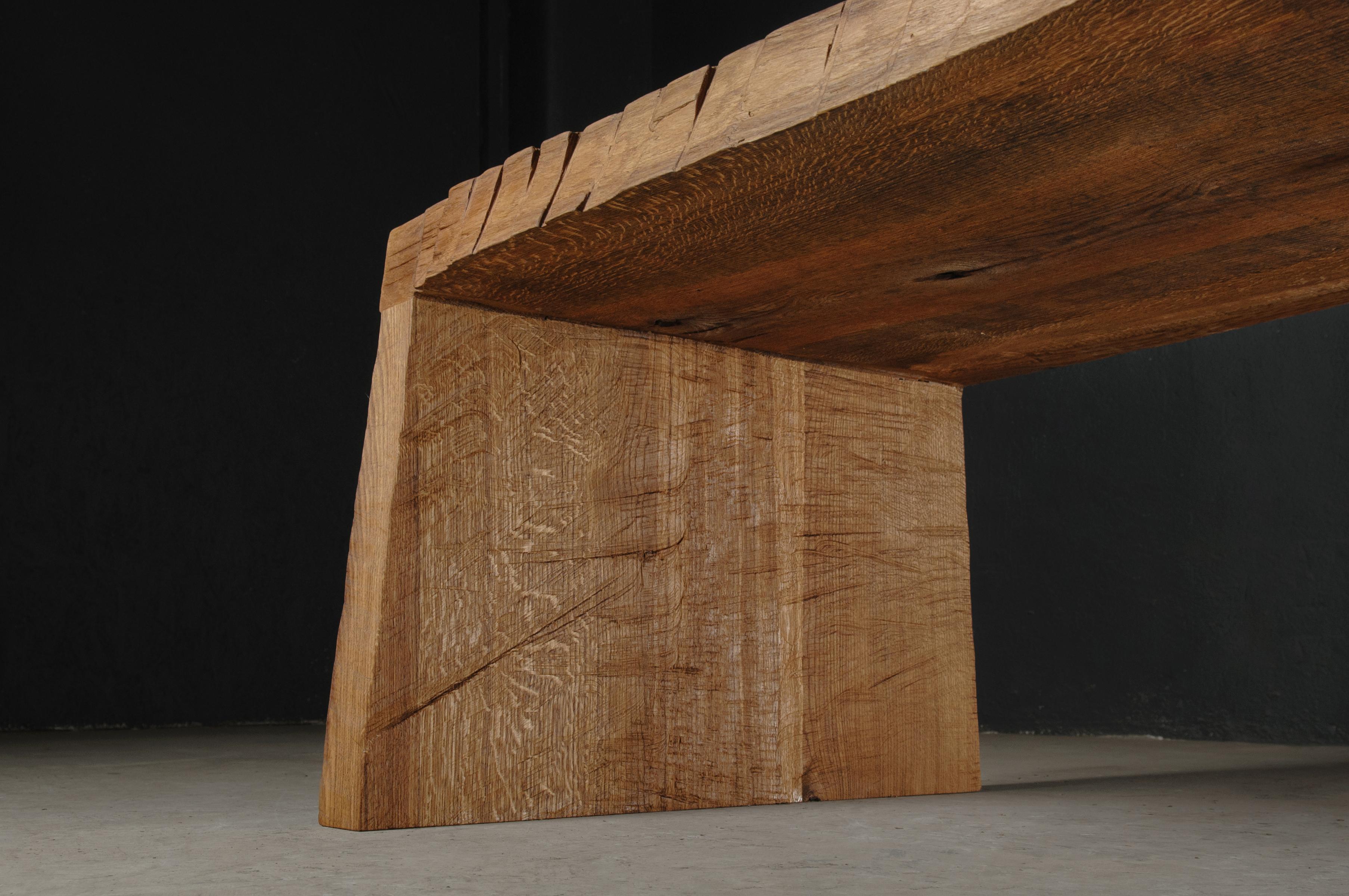 Contemporary Sculpted Bench with Backrest N1 by Soha Concept, Solid Oak For Sale 6
