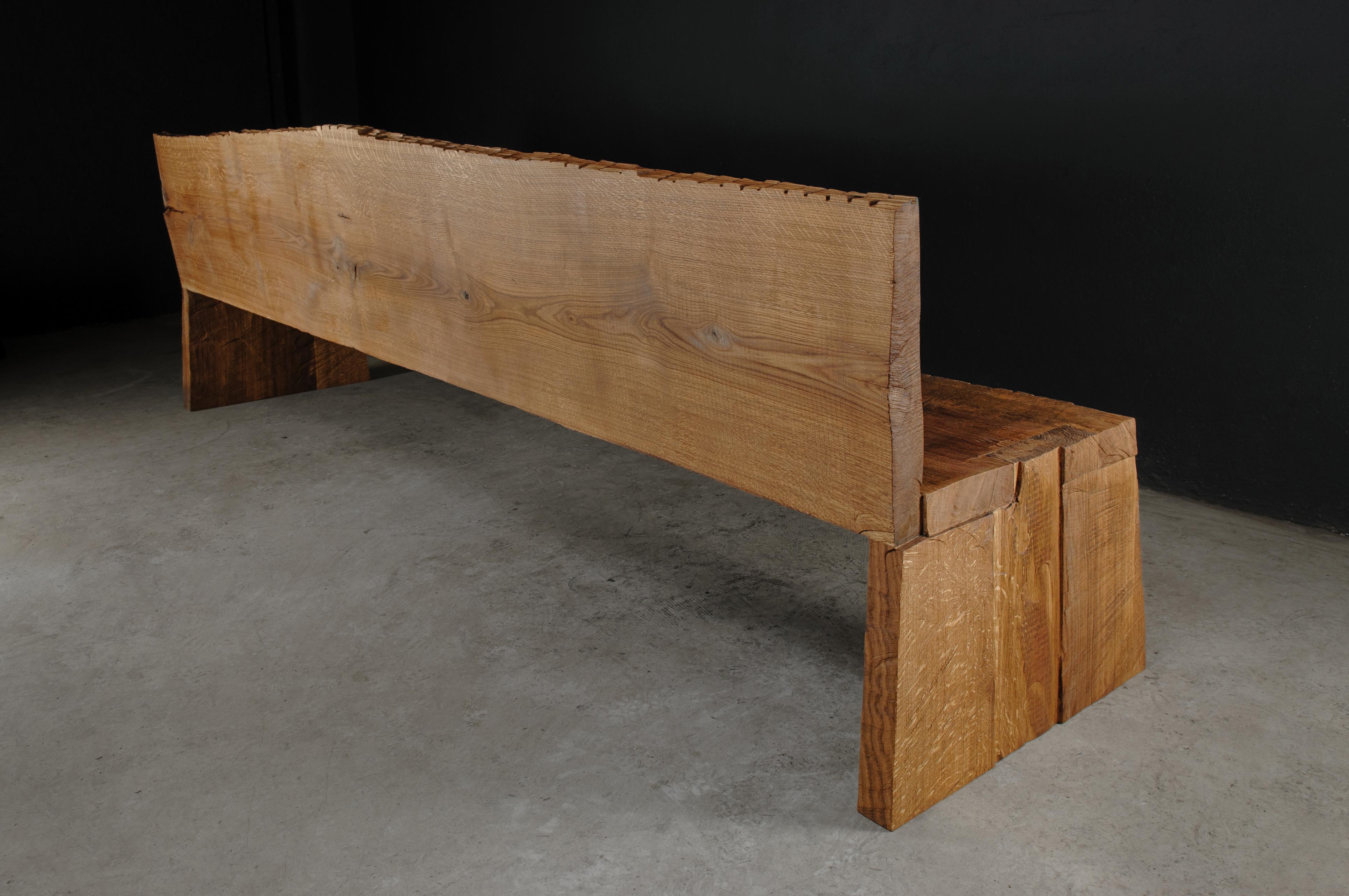 Contemporary Sculpted Bench with Backrest N1 by Soha Concept, Solid Oak For Sale 10