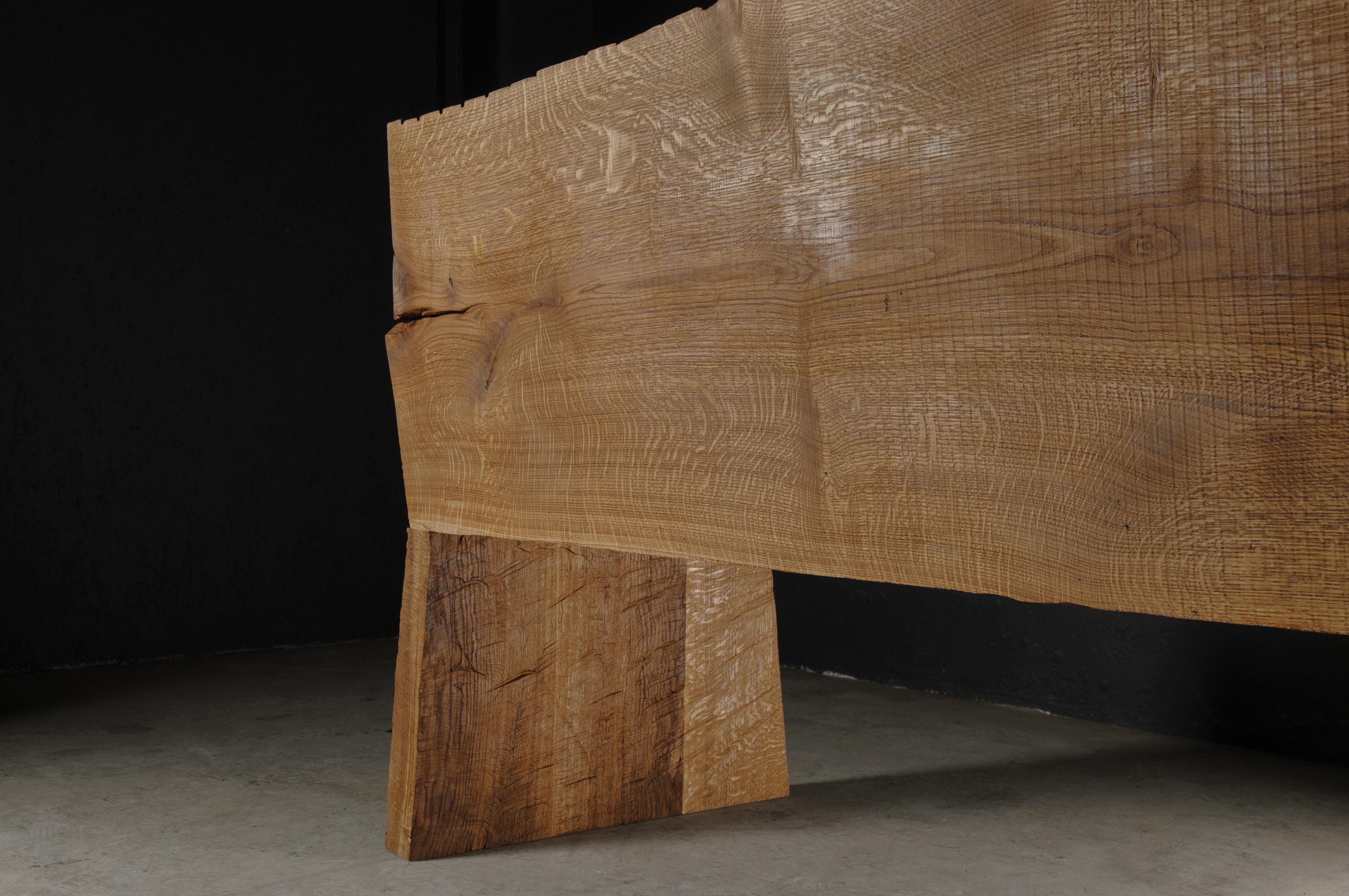 Contemporary Sculpted Bench with Backrest N1 by Soha Concept, Solid Oak For Sale 14