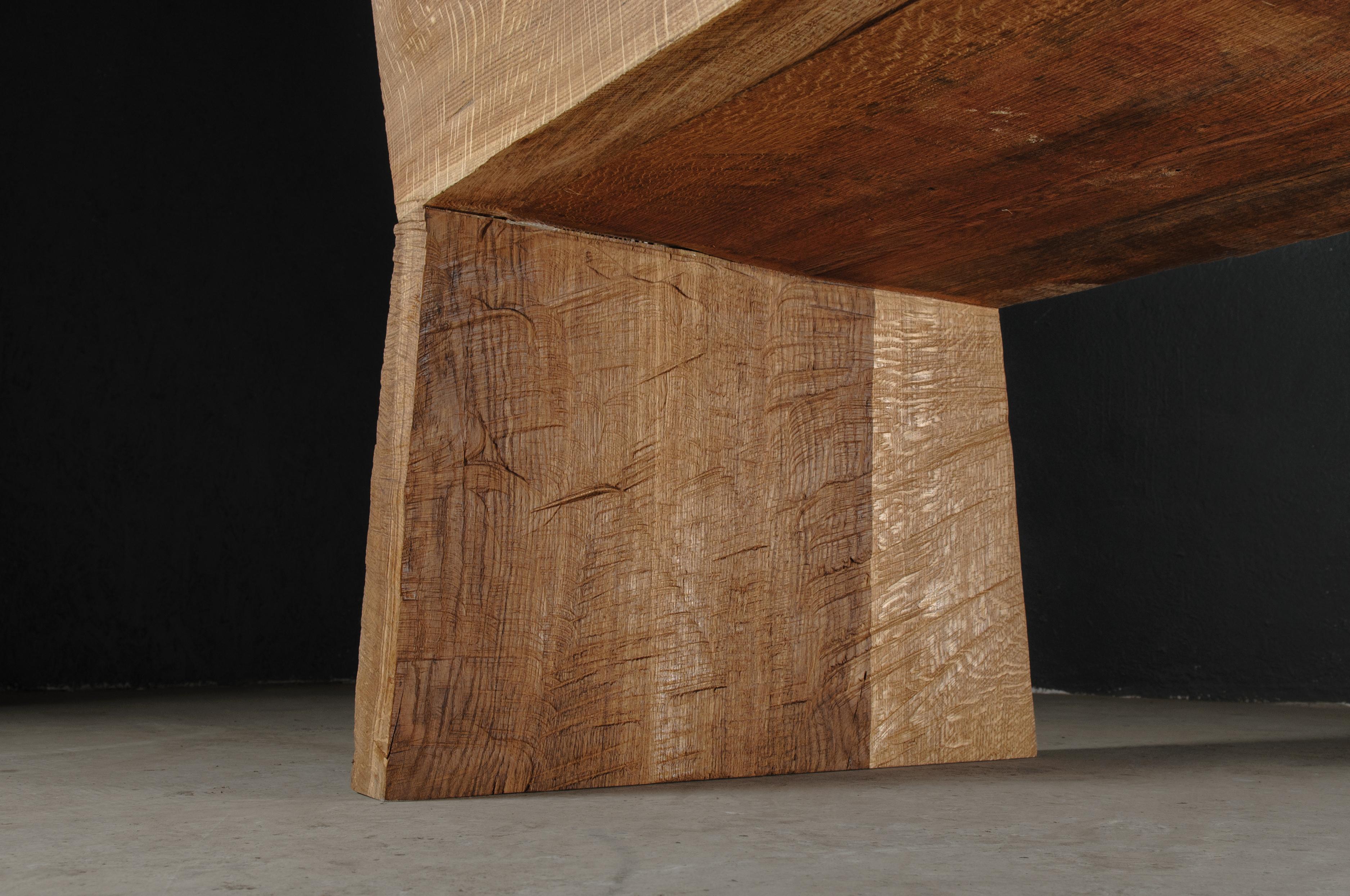 Contemporary Sculpted Bench with Backrest N1 by Soha Concept, Solid Oak For Sale 15