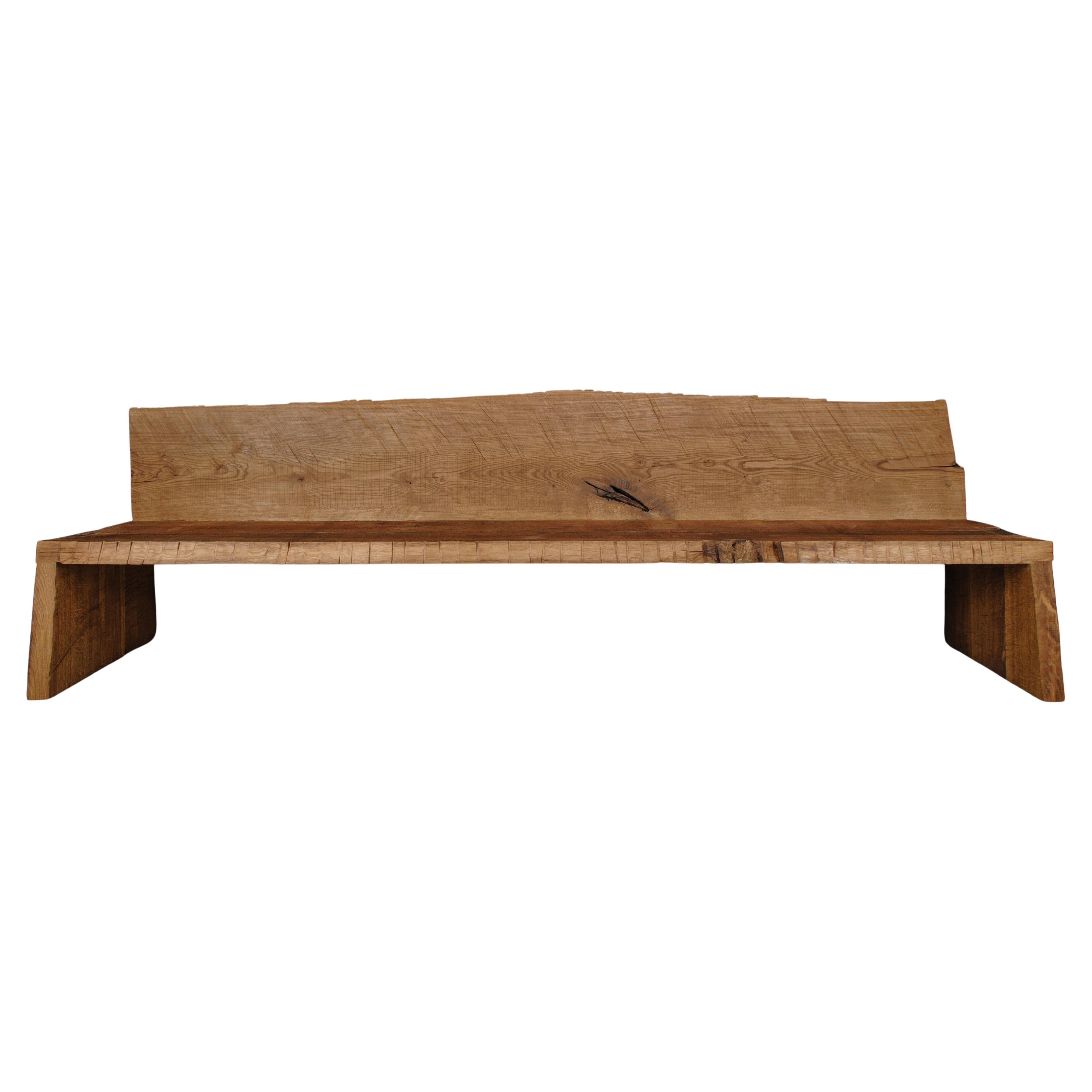 Contemporary Sculpted Bench with Backrest N1 by Soha Concept, Solid Oak