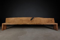 Contemporary Sculpted Big Bench with Backrest by Soha, Solid Oak, Large