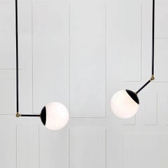 Contemporary Sculpted Brass & Glass Pendant, Tango One Globe by Paul Matter