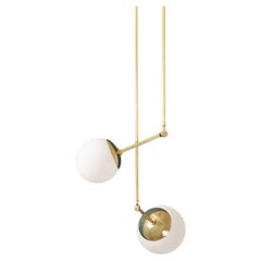 Contemporary Sculpted Brass & Glass Pendant, Tango Two Globe by Paul Matter