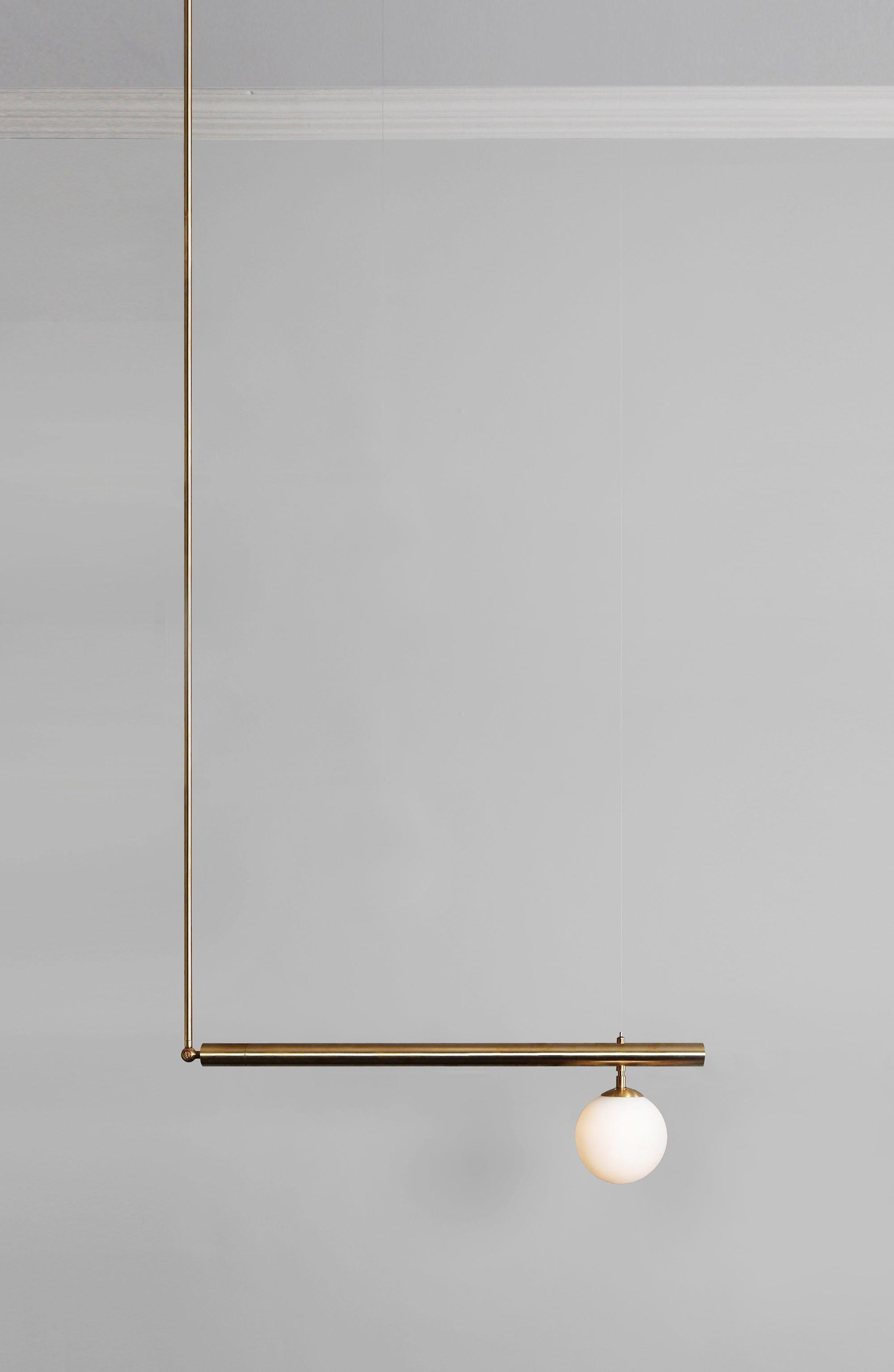 Contemporary Sculpted Brass Pendant, Satellite 1 by Paul Matter

Satellite is inspired by the conceptual and minimalist movement of the 1960s and 1970s. These light sculptures are fundamentally geometric and architectonic.
They rely on the cube as