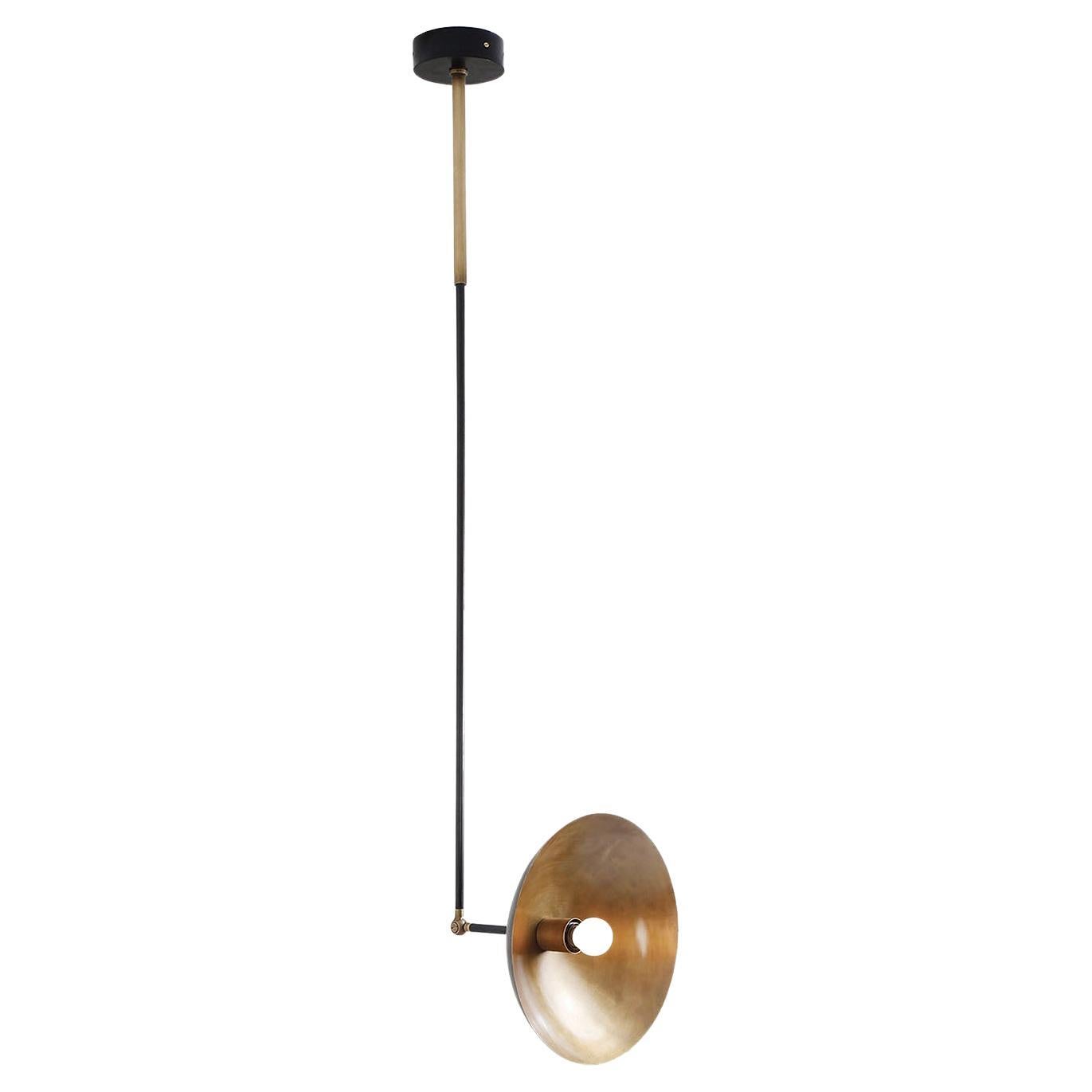 Contemporary Sculpted Brass Pendant, Tango One Dome by Paul Matter