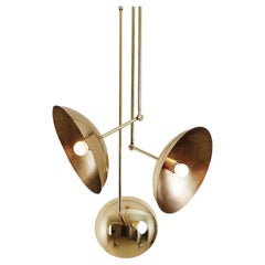 Contemporary Sculpted Brass Pendelleuchte, Tango Three Dome by Paul Matter