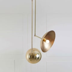 Contemporary Sculpted Brass Pendant, Tango Two Dome by Paul Matter