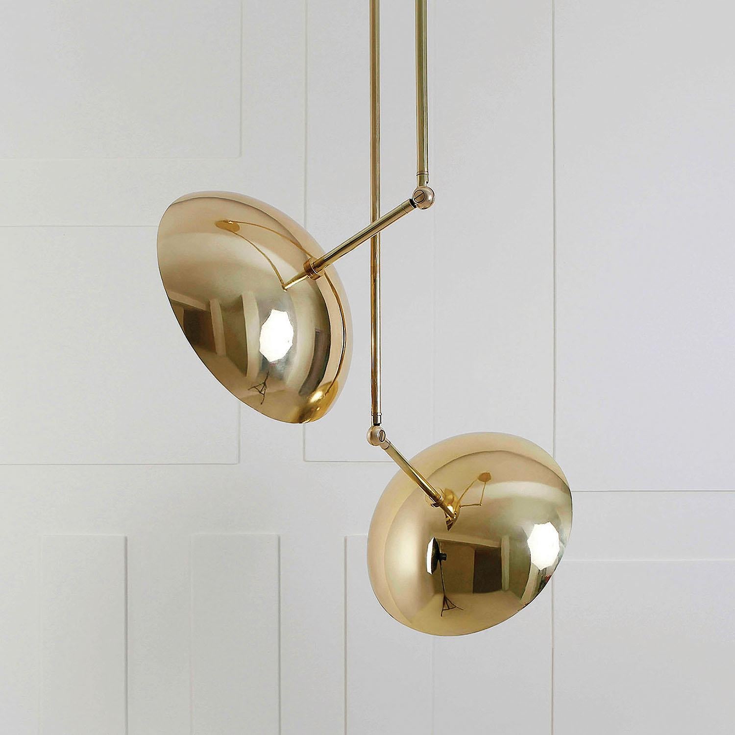 Post-Modern Contemporary Sculpted Brass Pendant, Tango Two Dome by Paul Matter For Sale