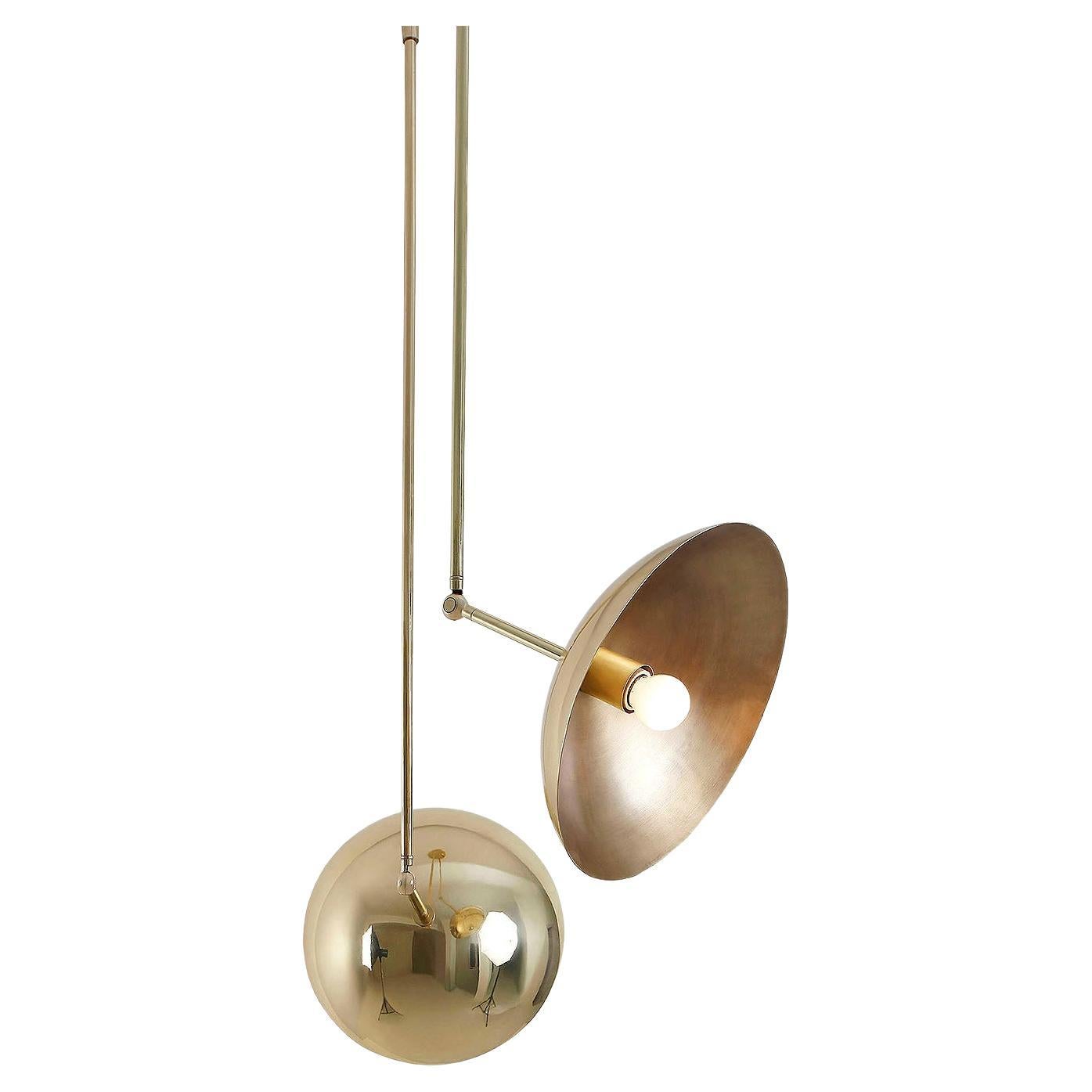 Contemporary Sculpted Brass Pendant, Tango Two Dome by Paul Matter