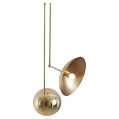 Contemporary Sculpted Brass Pendelleuchte, Tango Two Dome by Paul Matter