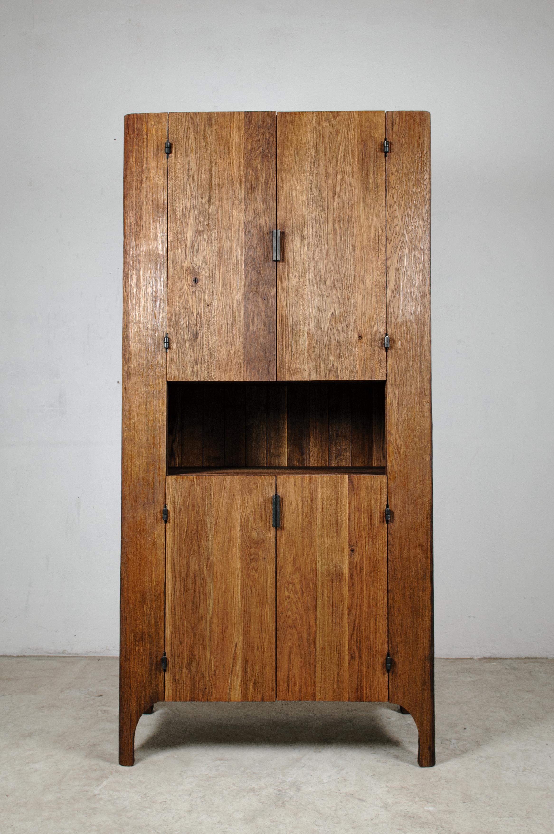 Brutalist Contemporary Sculpted Buffet in Solid Oak For Sale
