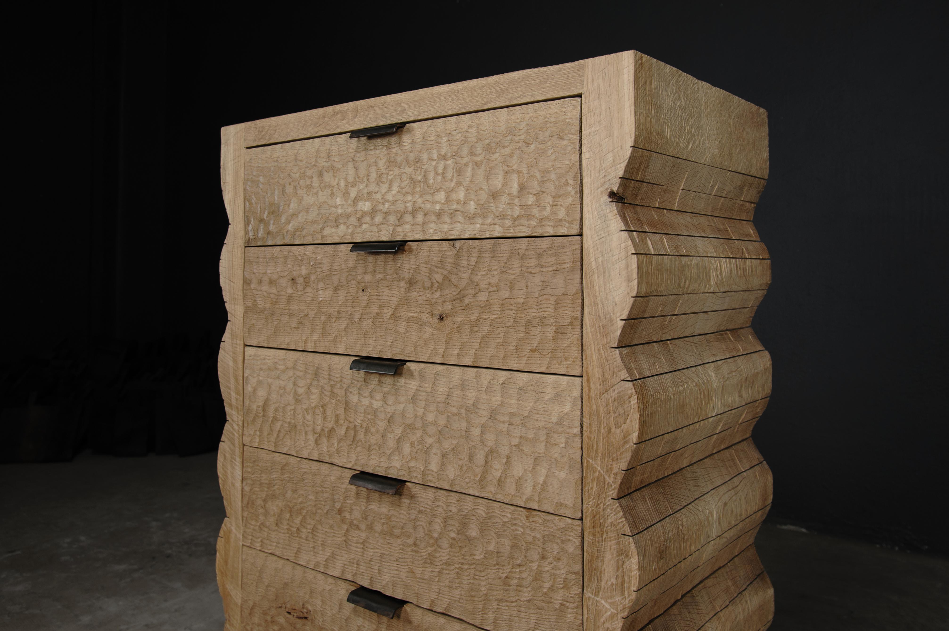 Contemporary Sculpted Chest of Drawers by Soha Concept, Solid Oak For Sale 6