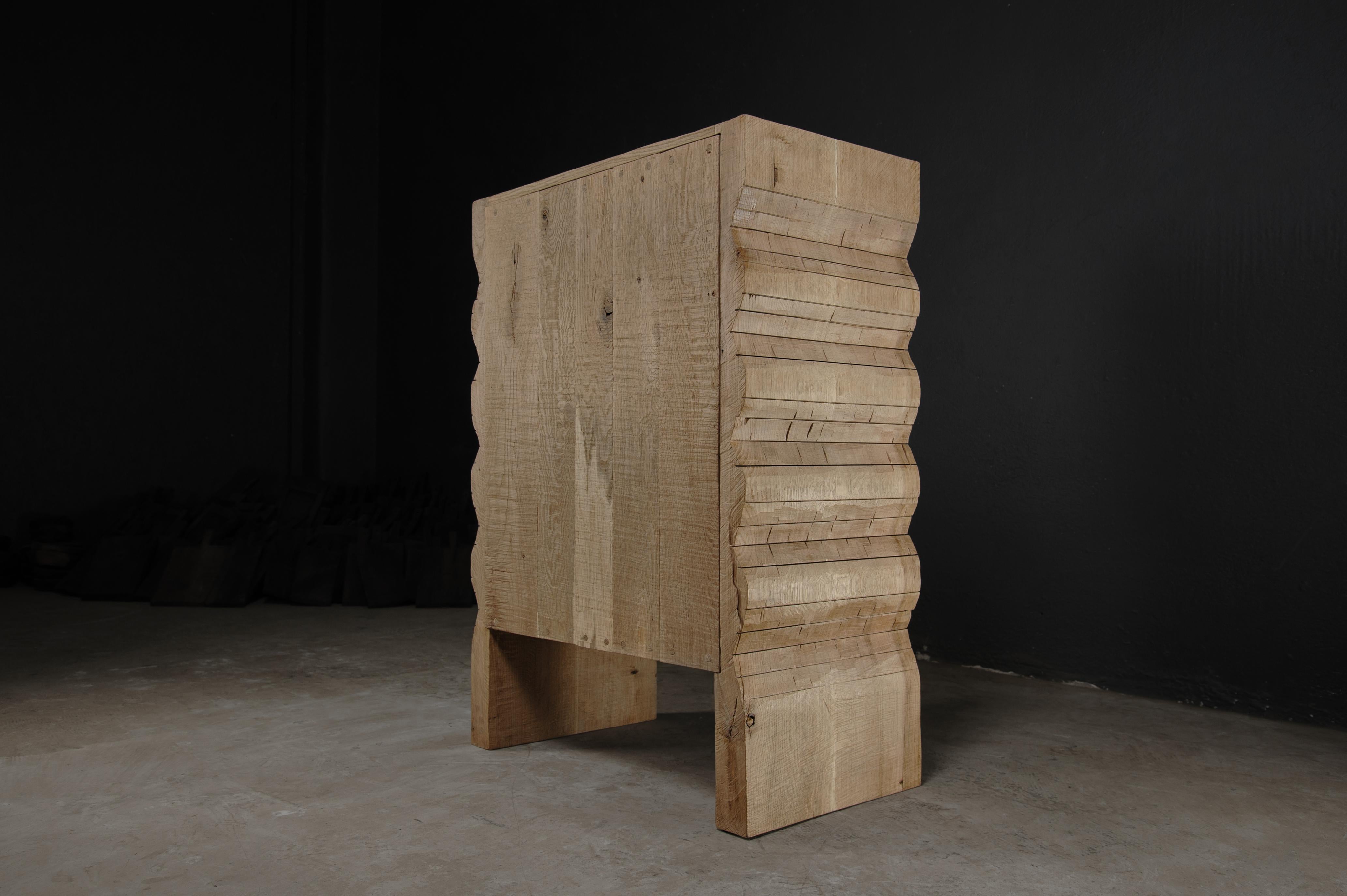 Contemporary Sculpted Chest of Drawers by Soha Concept, Solid Oak For Sale 8