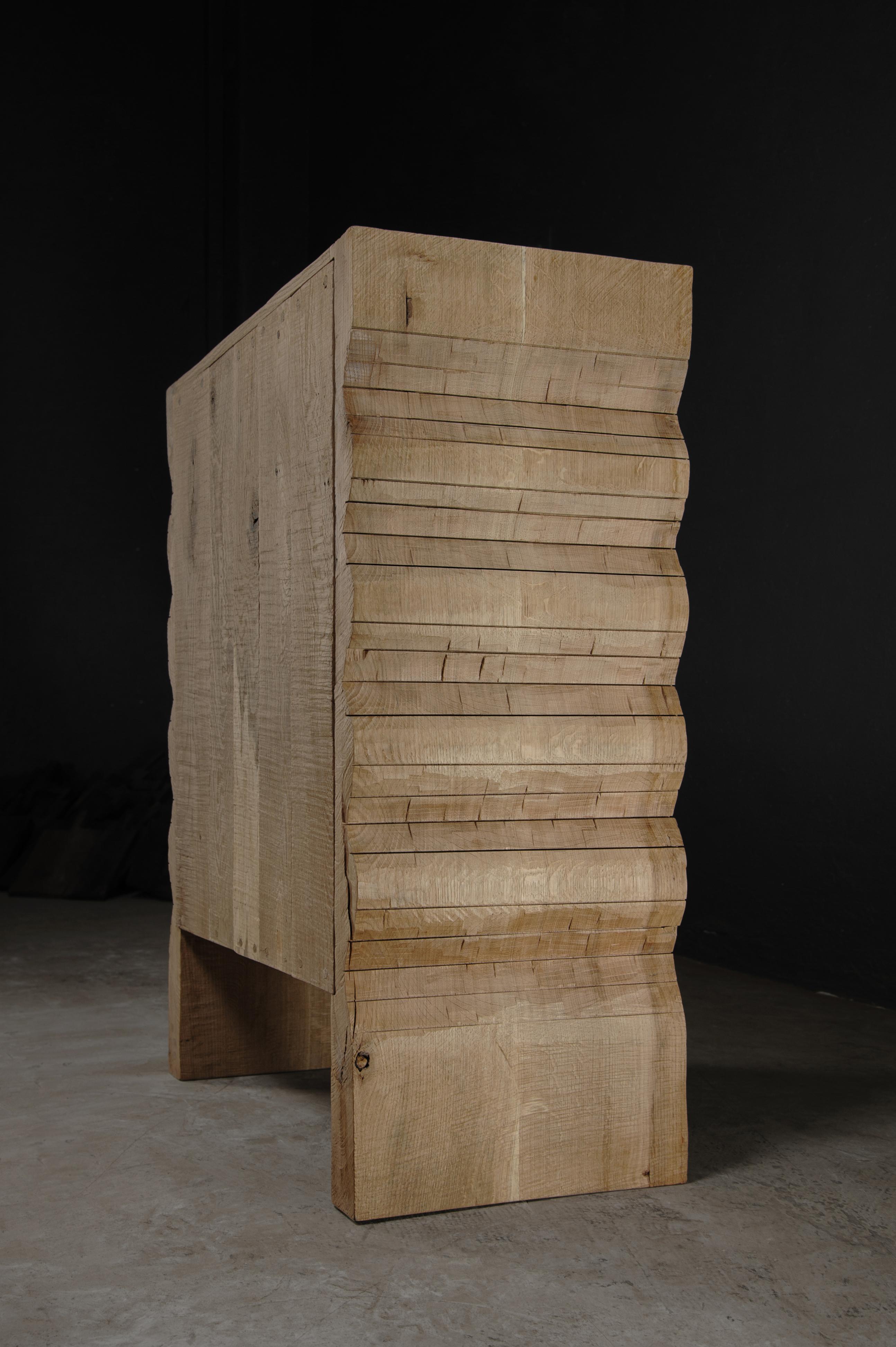 Contemporary Sculpted Chest of Drawers by Soha Concept, Solid Oak For Sale 9