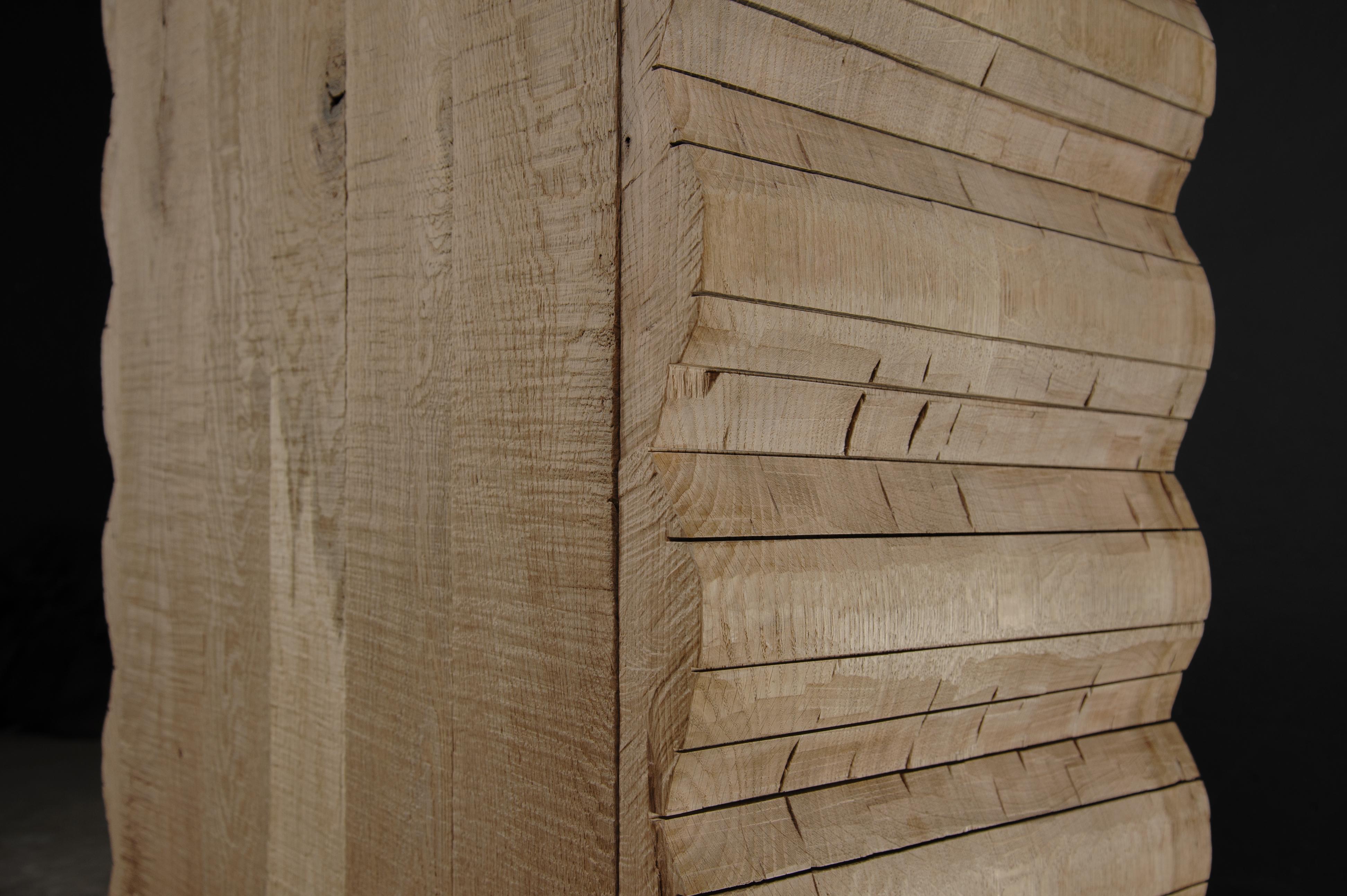 Contemporary Sculpted Chest of Drawers by Soha Concept, Solid Oak For Sale 10