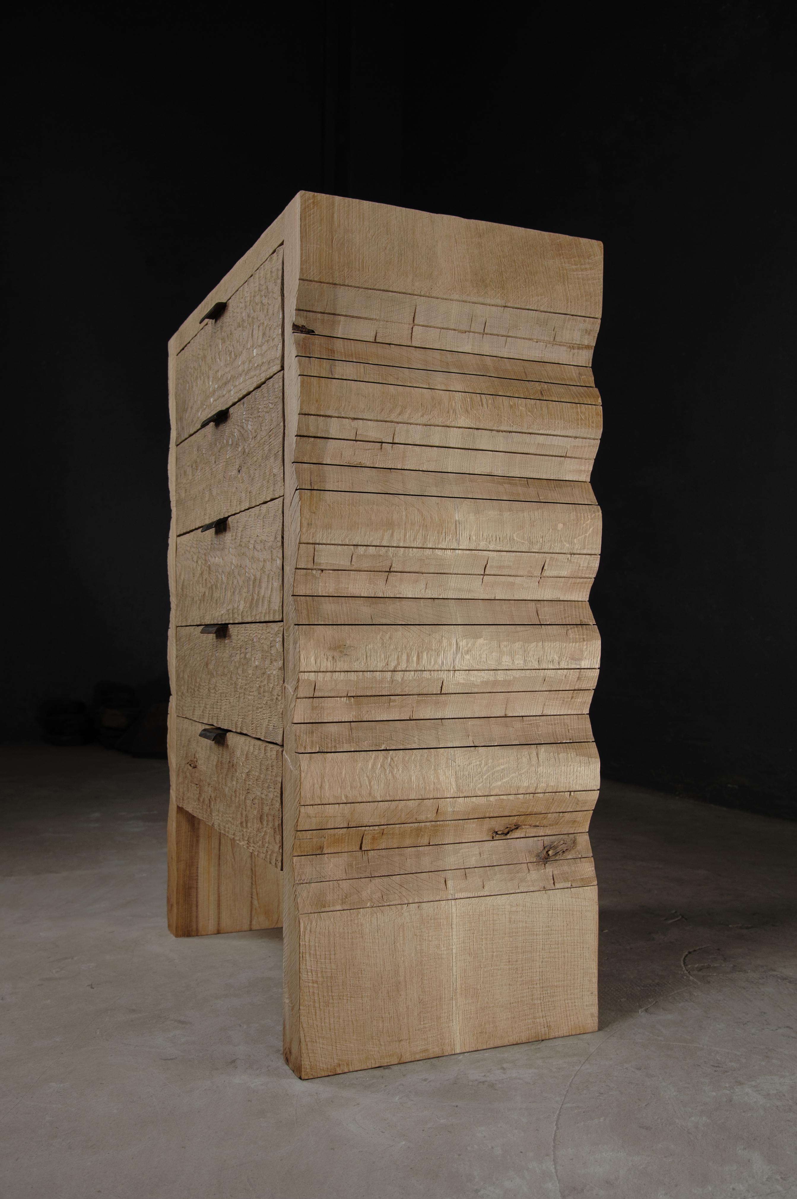 Contemporary Sculpted Chest of Drawers by Soha Concept, Solid Oak For Sale 1