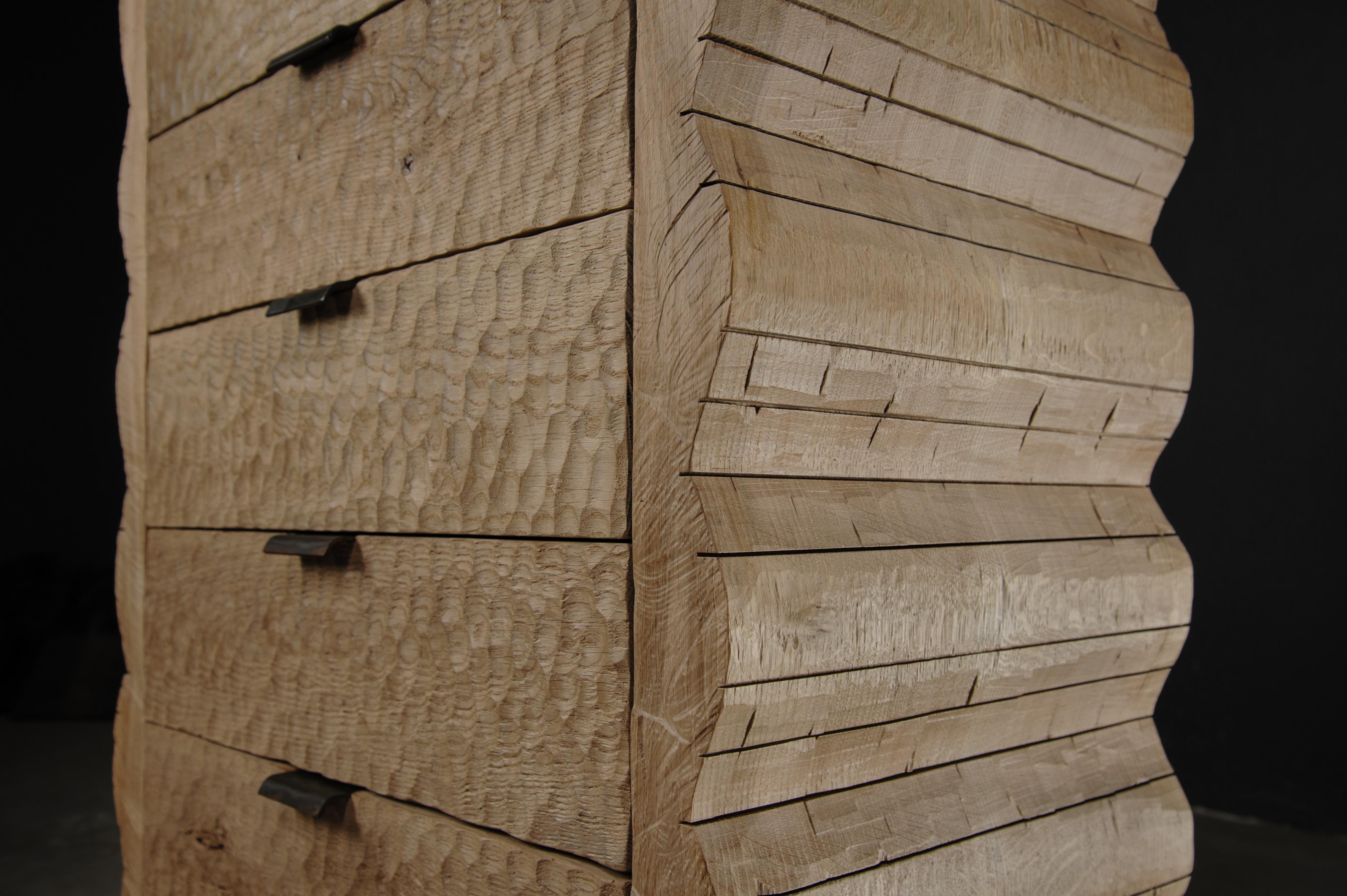 Contemporary Sculpted Chest of Drawers by Soha Concept, Solid Oak For Sale 2