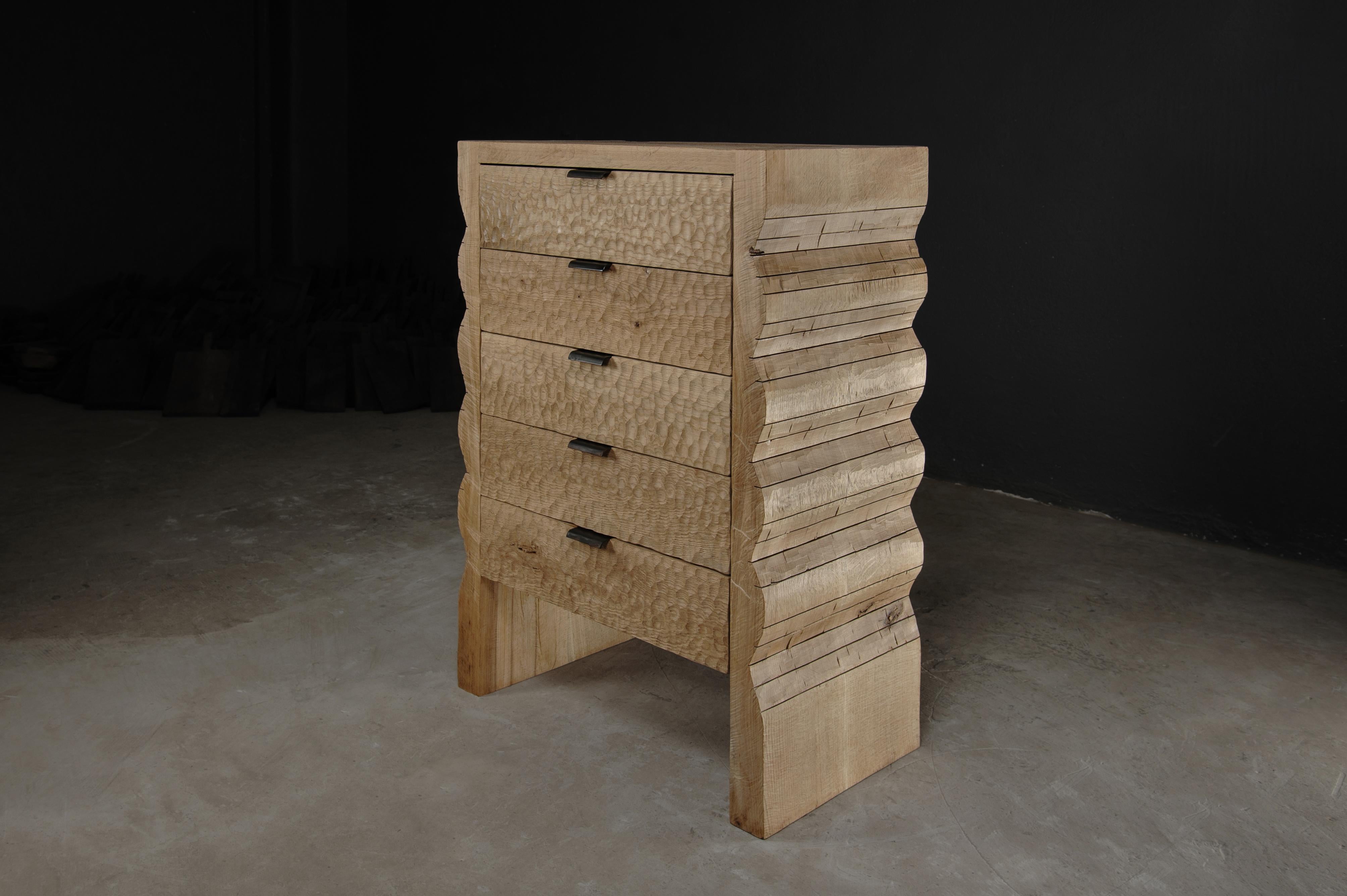 Contemporary Sculpted Chest of Drawers by Soha Concept, Solid Oak For Sale 3