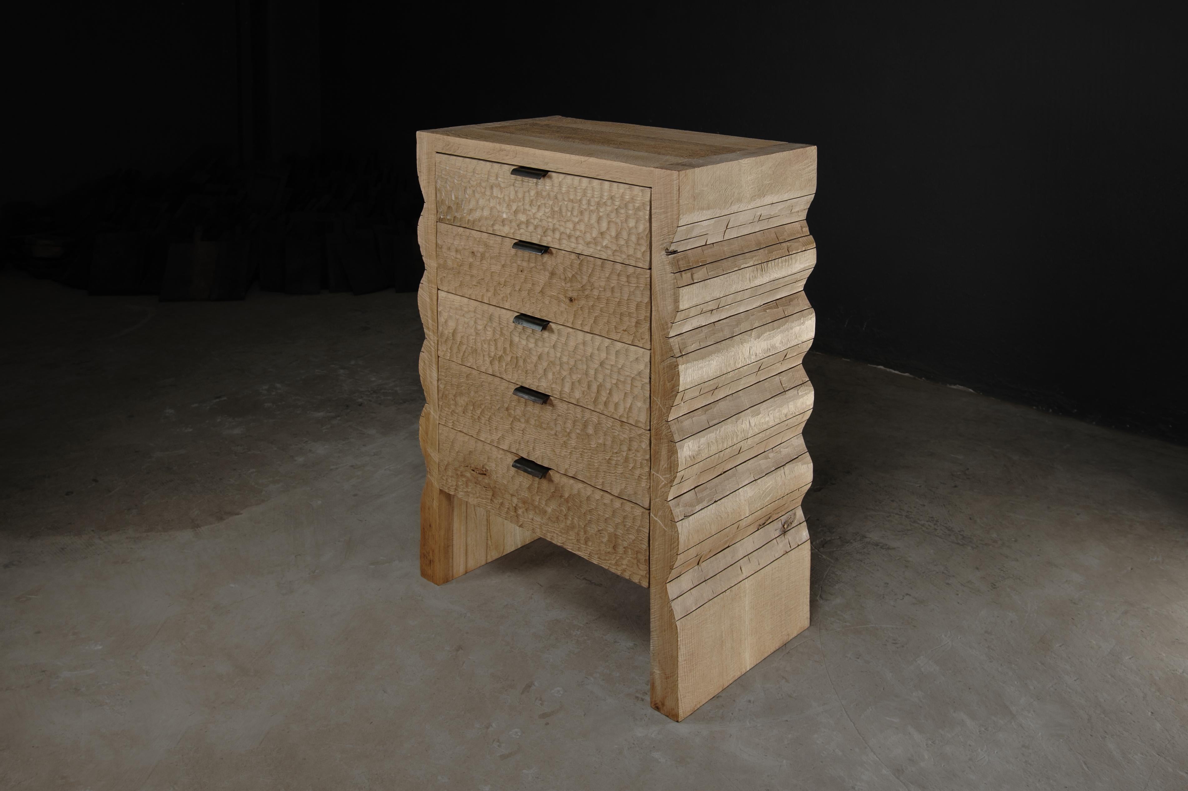 Contemporary Sculpted Chest of Drawers by Soha Concept, Solid Oak For Sale 4