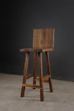 Contemporary Sculpted Counter Stool in Solid Oak Wood by Soha