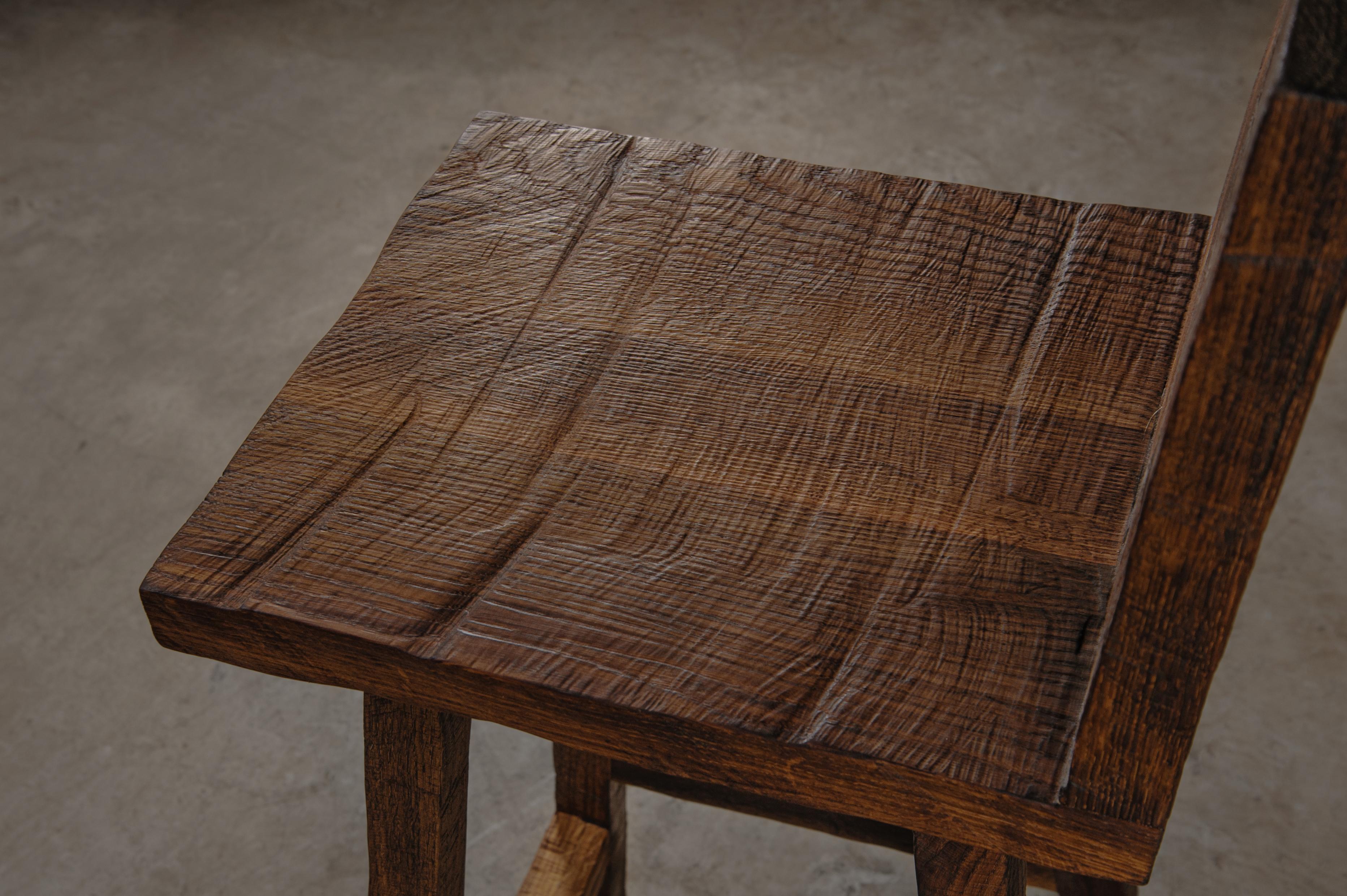 Contemporary Sculpted Counter Stool in Solid Oak Wood by Soha For Sale 2