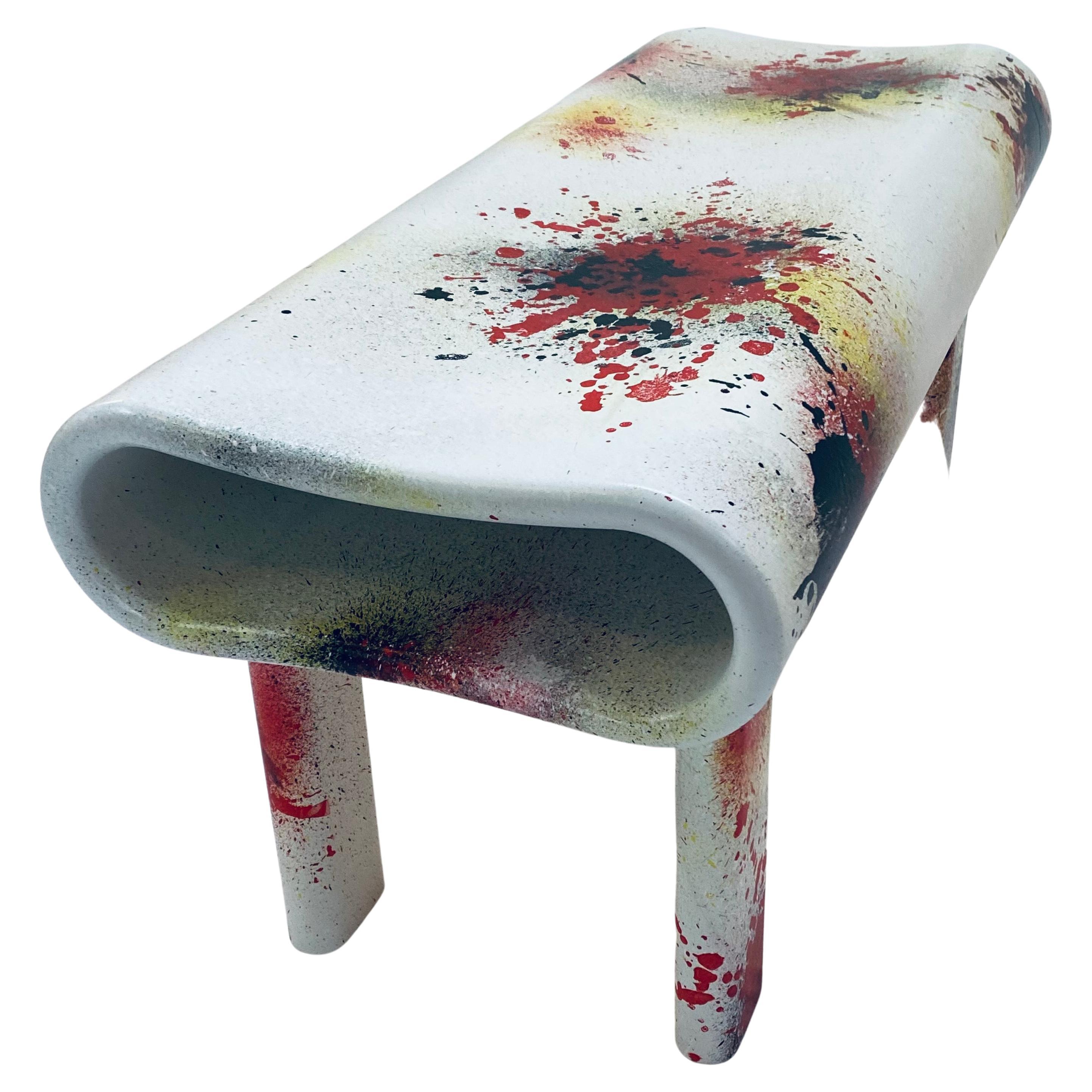 Contemporary Sculpted Fine Art Wooden Bench with Acrylic Finish For Sale