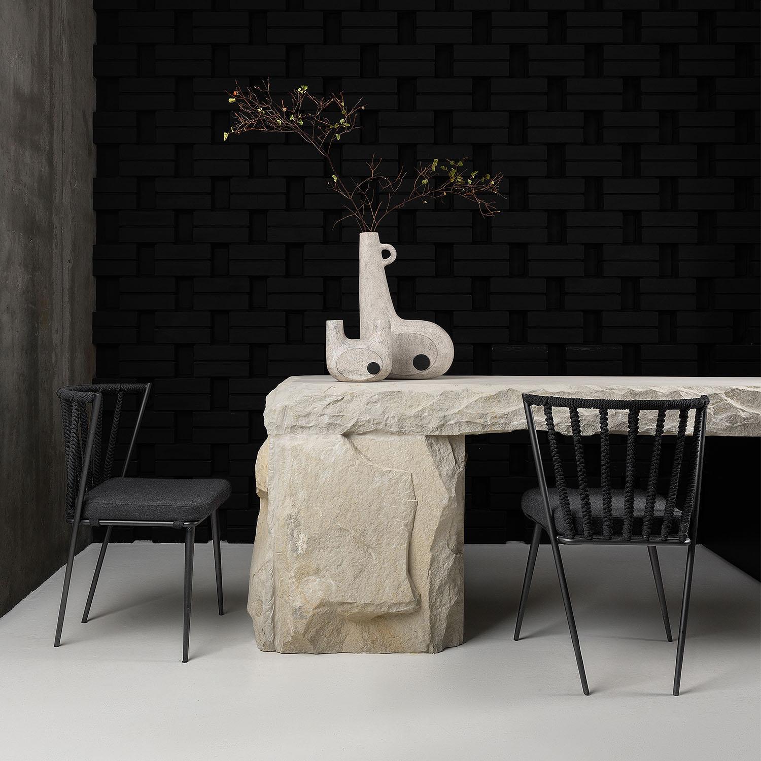 Contemporary Sculpted Pair of Ceramic Vases, Bandura Off White Vases by Faina 3