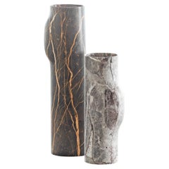 Contemporary Sculpted Pair of Marble Vases, BOS by Christophe Delcourt