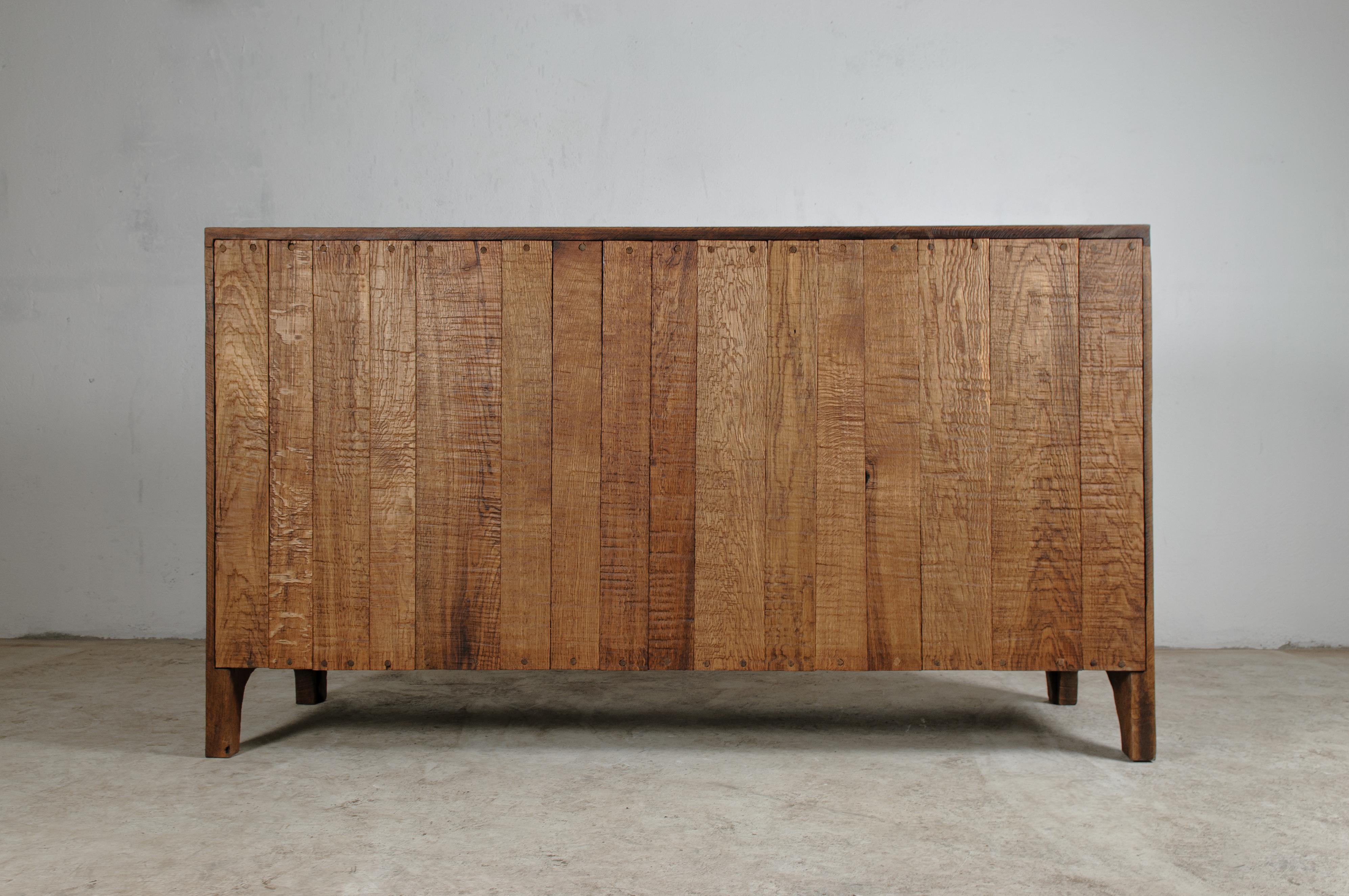 Contemporary Sculpted Sideboard in Solid Oak and Linseed Oil For Sale 3