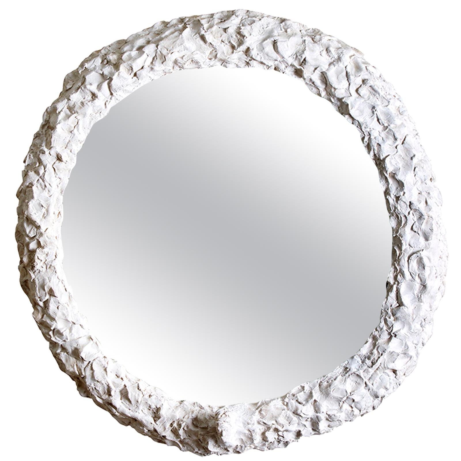 Contemporary Sculpted White Mirror by Margit Wittig