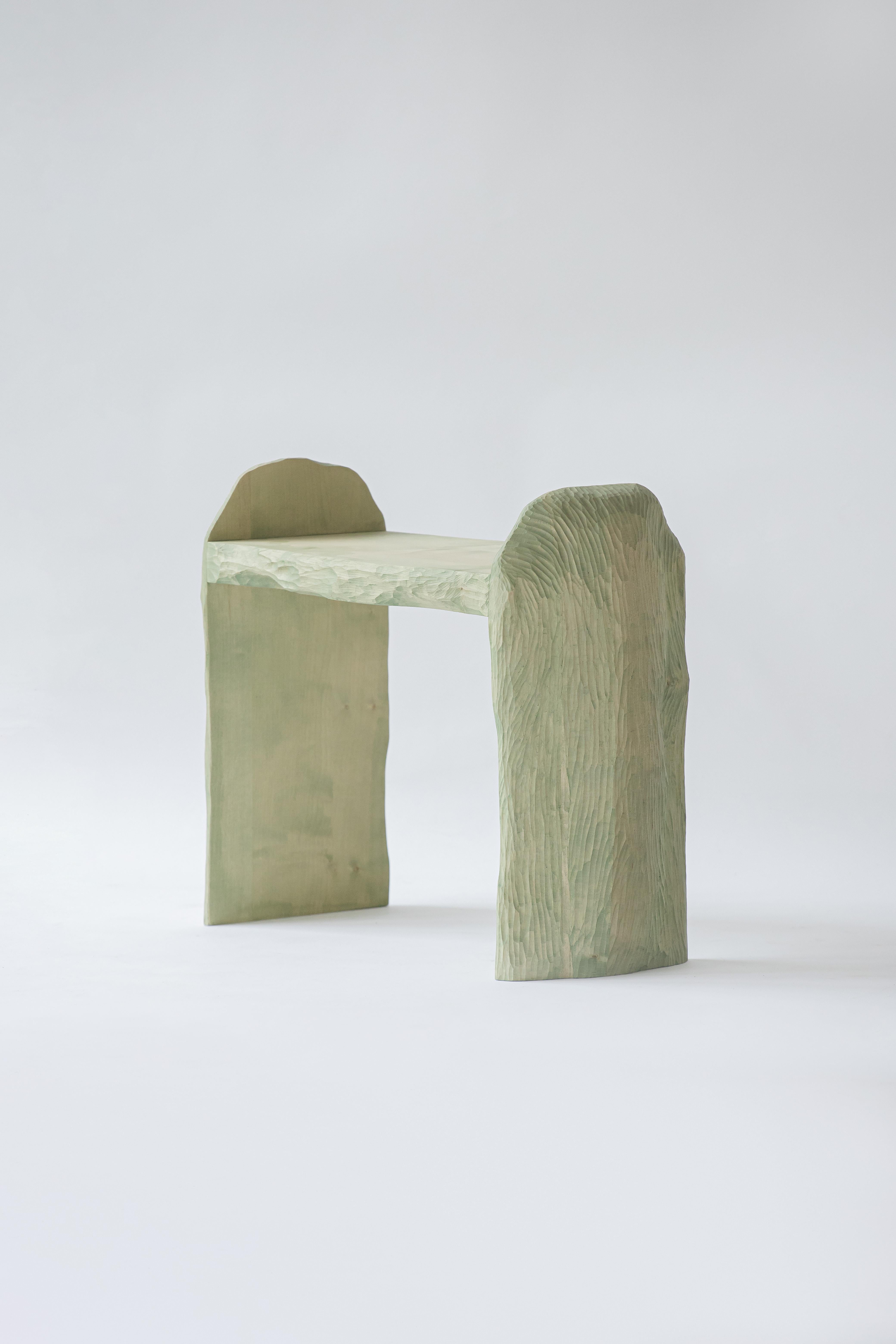Contemporary sculpted wood dyed INTUITIVE ARCHAISME bench by Cedric Breisacher For Sale 1
