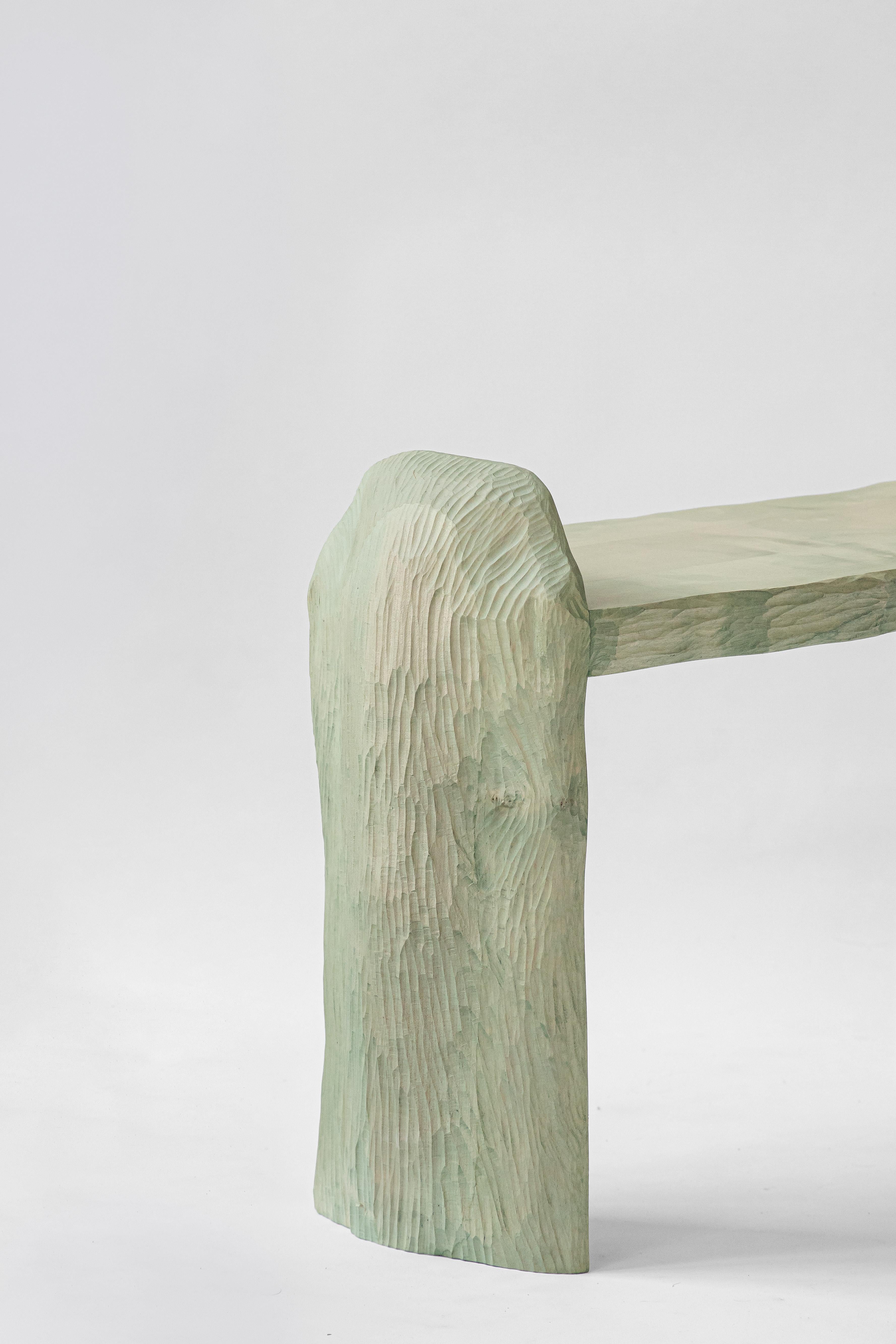 Contemporary sculpted wood dyed INTUITIVE ARCHAISME bench by Cedric Breisacher For Sale 3